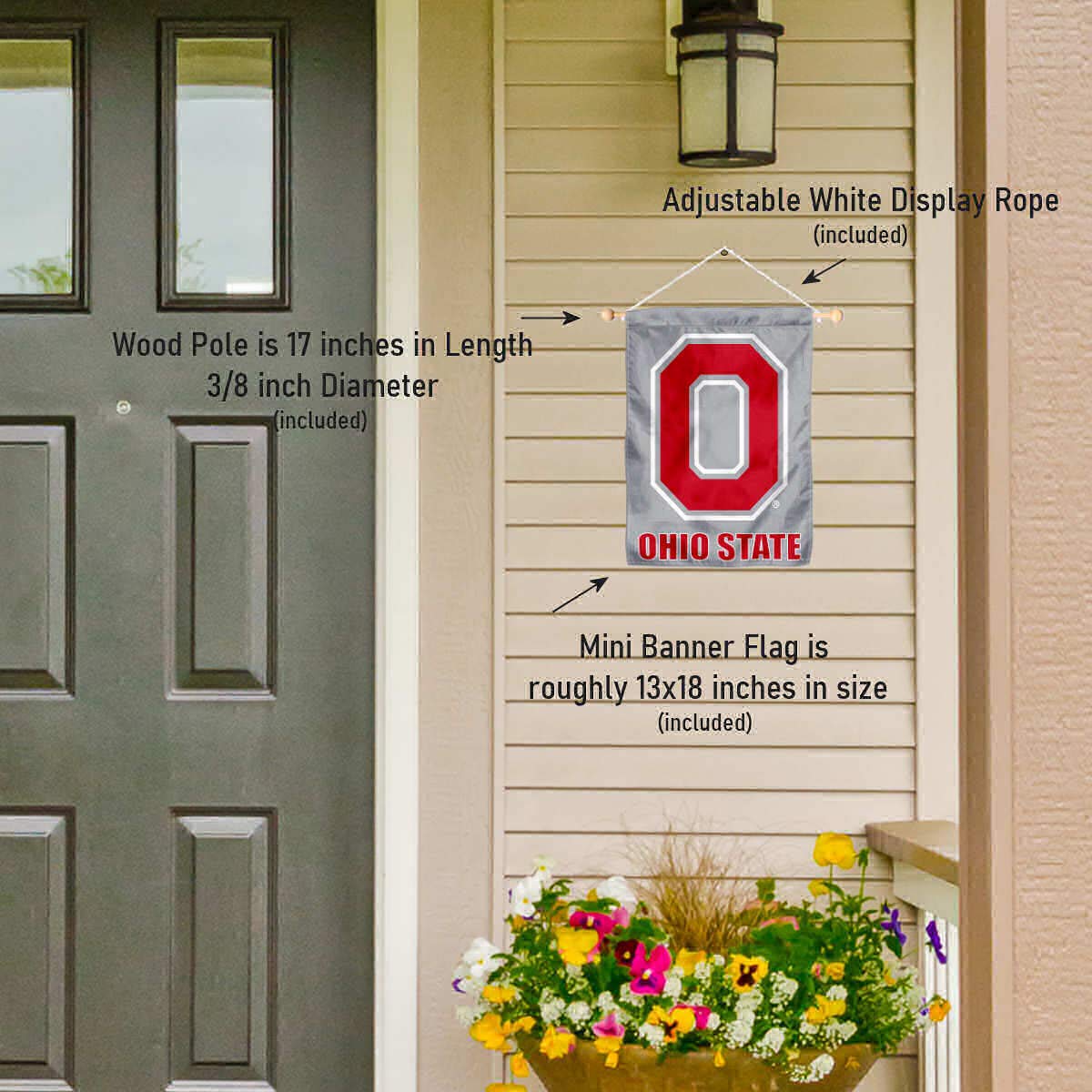 College Flags & Banners Co. Ohio State Buckeyes Block O Gray Banner for Windows Doors and Walls - Sports Collectibles, Sports Memorabilia, Sports Fan Shop, Sports Gifts