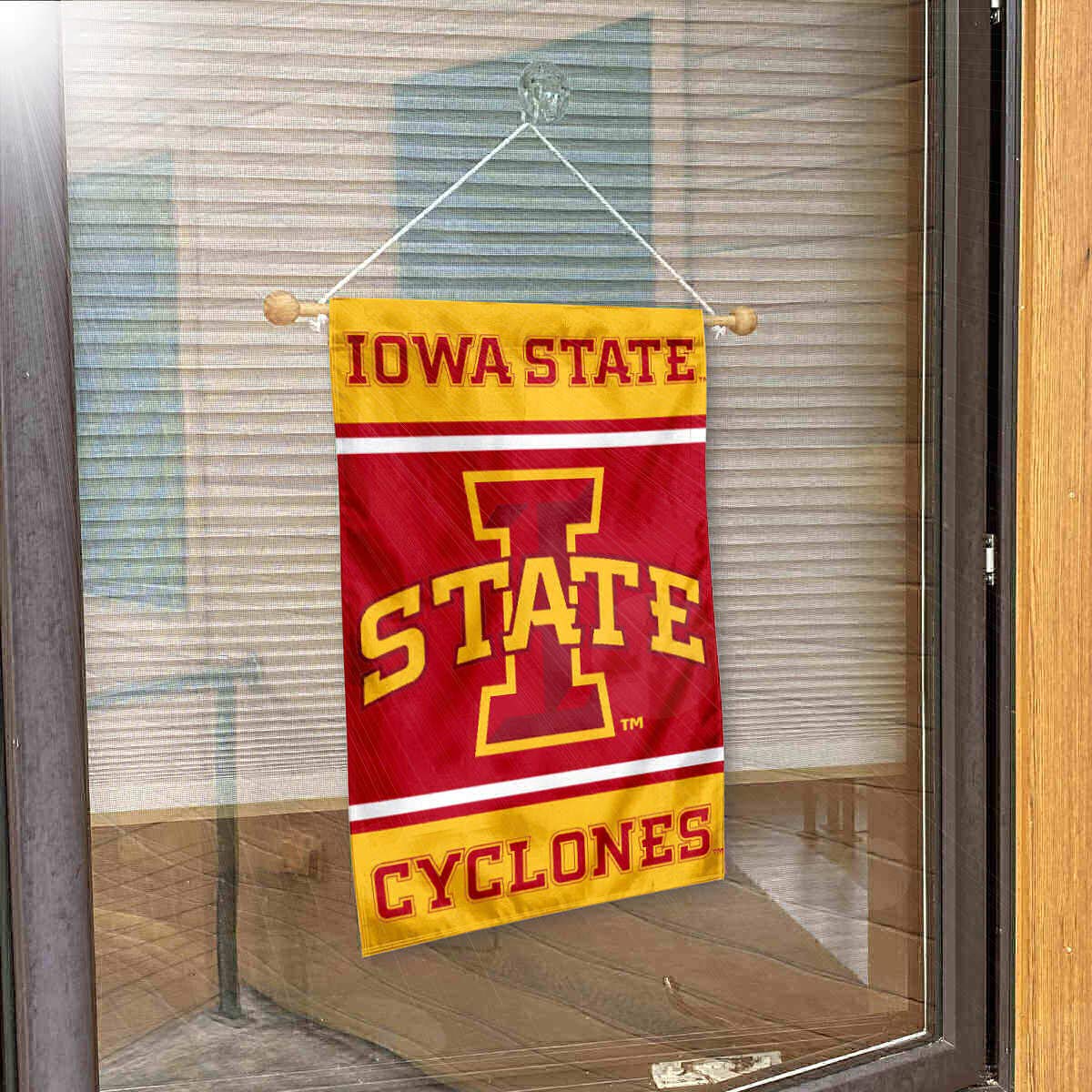 College Flags & Banners Co. Iowa State Cyclones Window Wall Banner Hanging Flag with Suction Cup - Sports Collectibles, Sports Memorabilia, Sports Fan Shop, Sports Gifts