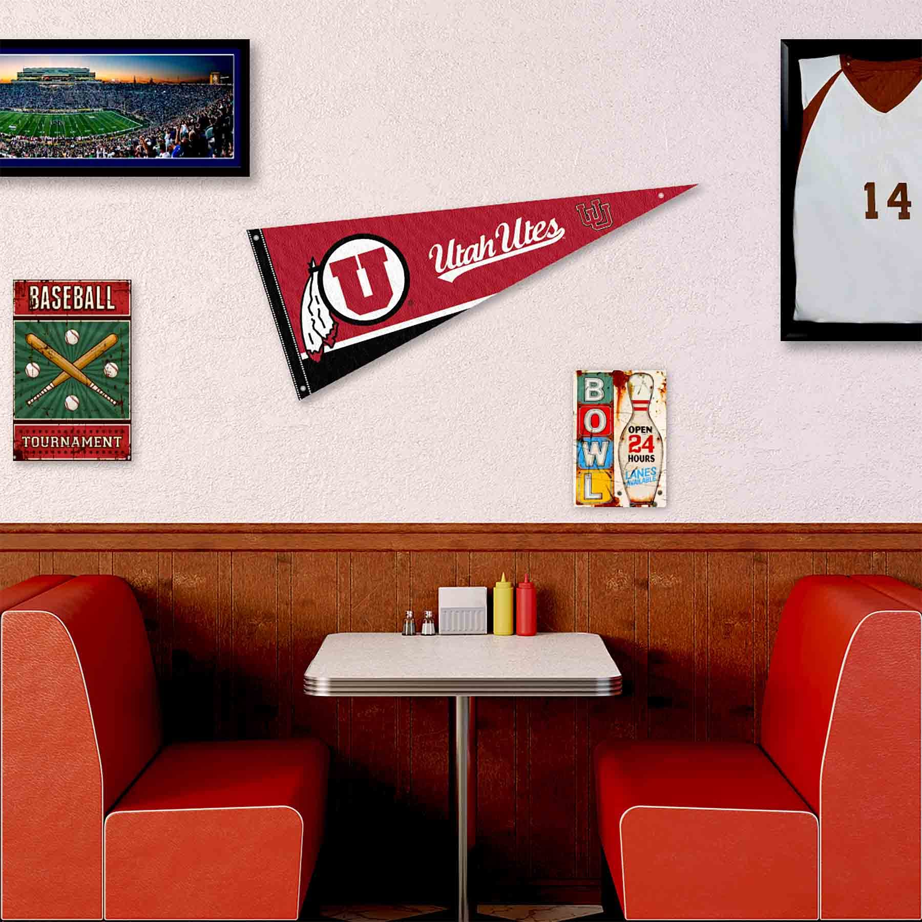 College Flags & Banners Co. Utah Pennant Flag and Wall Tack Mount Pads - Sports Collectibles, Sports Memorabilia, Sports Fan Shop, Sports Gifts