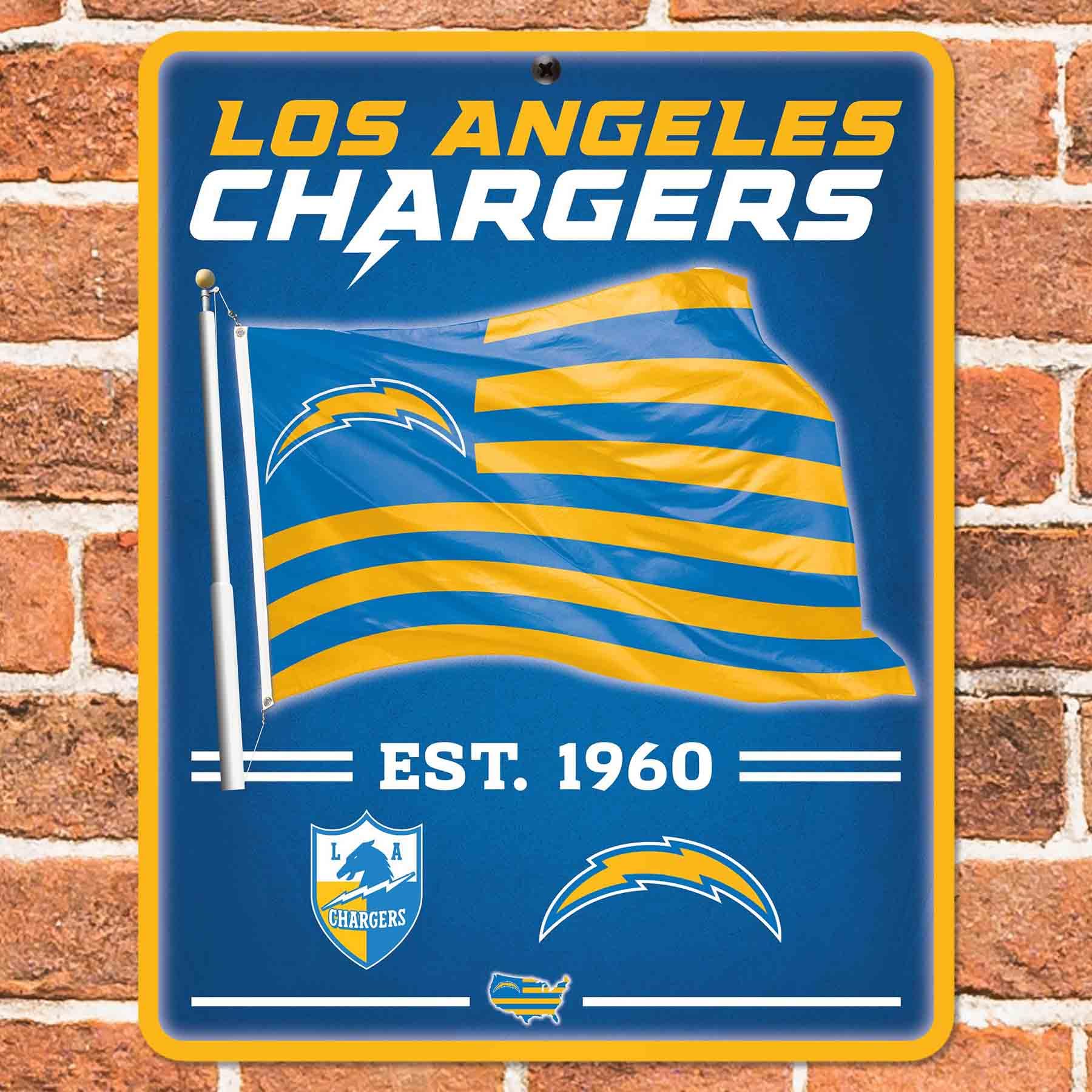 WinCraft Los Angeles Chargers Americana Banner Flag Sign - Sports Collectibles, Sports Memorabilia, Sports Fan Shop, Sports Gifts