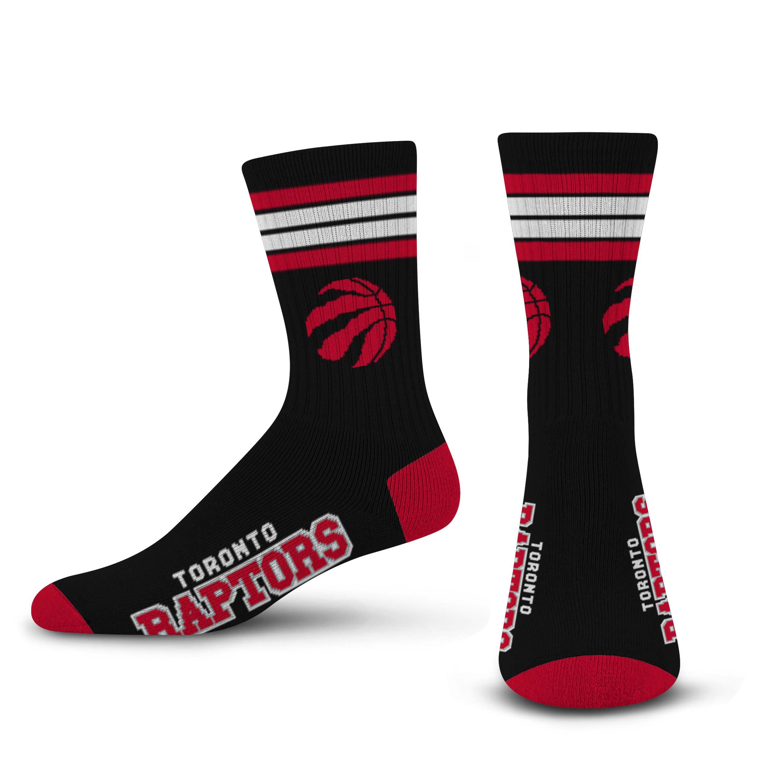 For Bare Feet NBA TORONTO RAPTORS 4 Stripe Deuce Crew Sock Team Color Medium - Sports Gifts, Sports Memorabilia, Sports Collectibles, Fan Shop