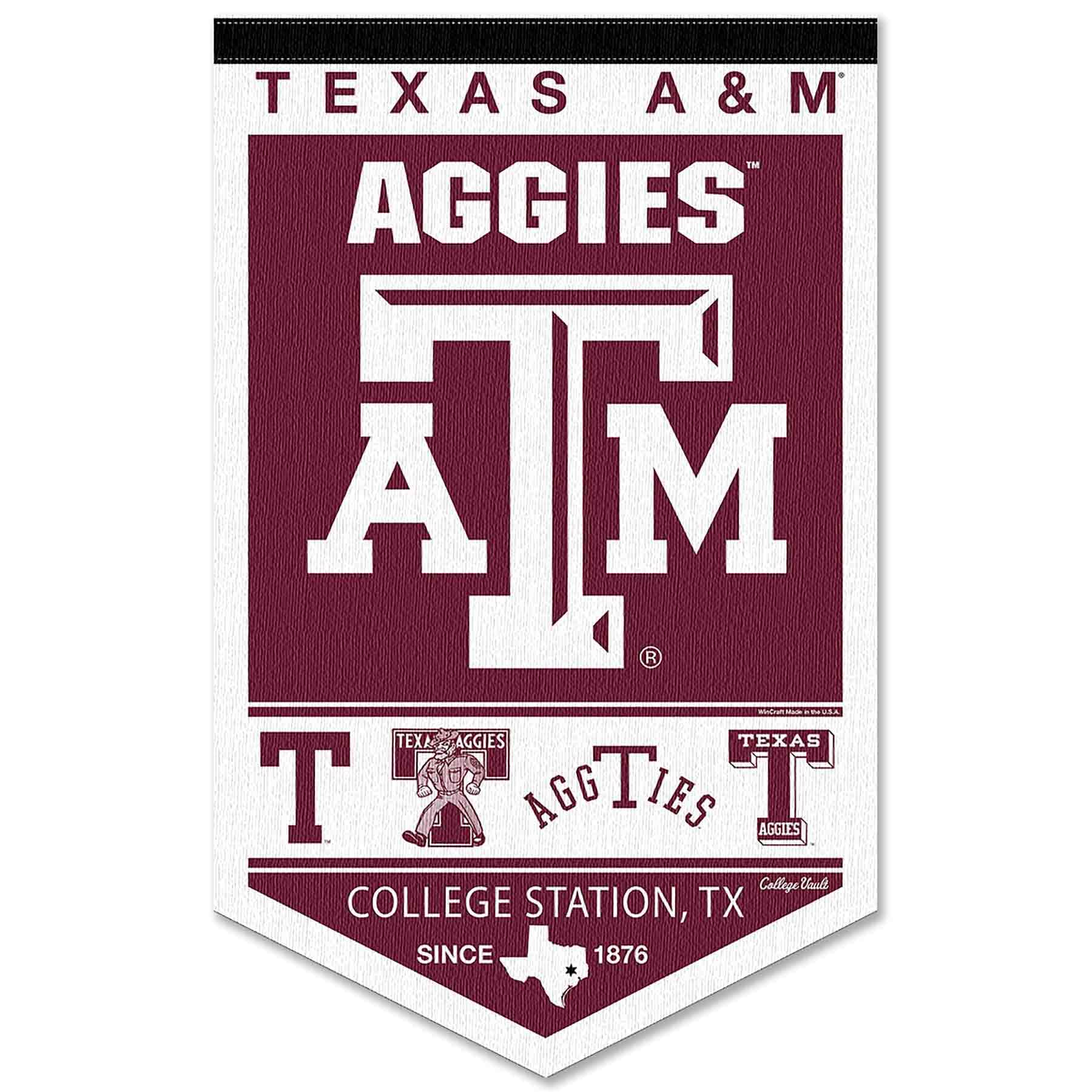 College Flags & Banners Co. Texas A&M Aggies Heritage History Banner Pennant - Sports Collectibles, Sports Memorabilia, Sports Fan Shop, Sports Gifts