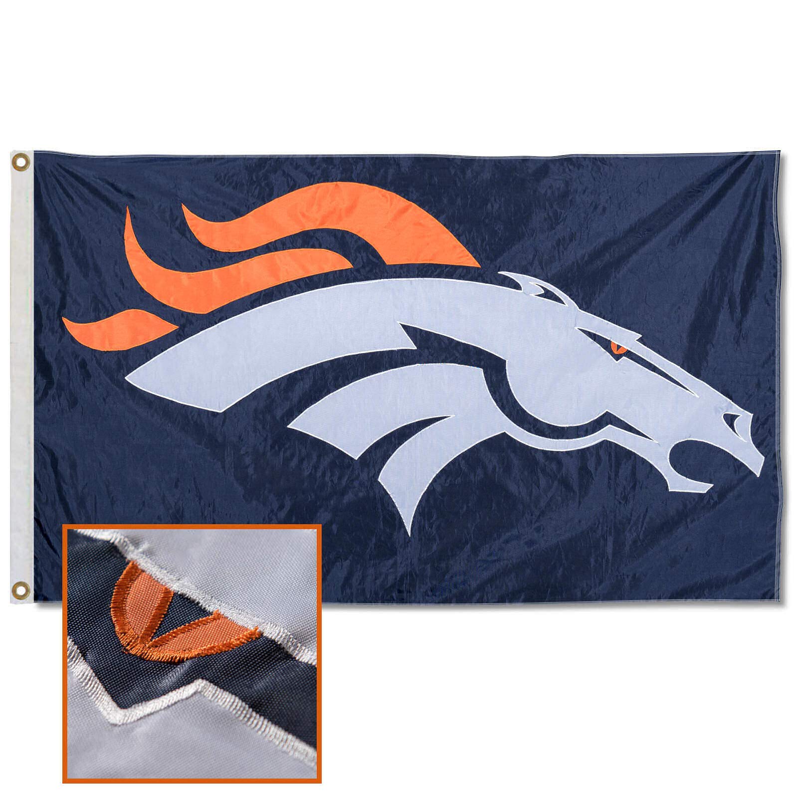WinCraft Denver Broncos Embroidered Nylon Flag - Sports Collectibles, Sports Memorabilia, Sports Fan Shop, Sports Gifts