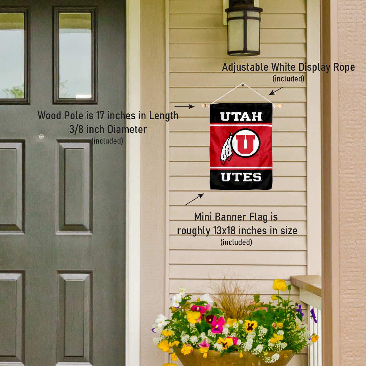 College Flags & Banners Co. Utah Window Wall Banner Hanging Flag with Suction Cup - Sports Collectibles, Sports Memorabilia, Sports Fan Shop, Sports Gifts