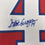 Framed Autographed/Signed Steve Grogan 35x39 New England Red Football Jersey JSA COA