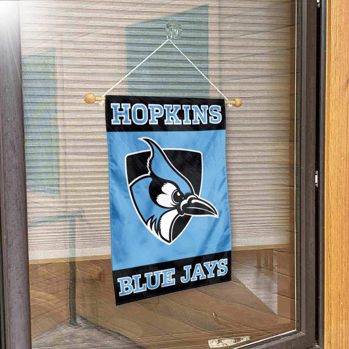 College Flags & Banners Co. Johns Hopkins Blue Jays Window Wall Banner Hanging Flag with Suction Cup - Sports Collectibles, Sports Memorabilia, Sports Fan Shop, Sports Gifts