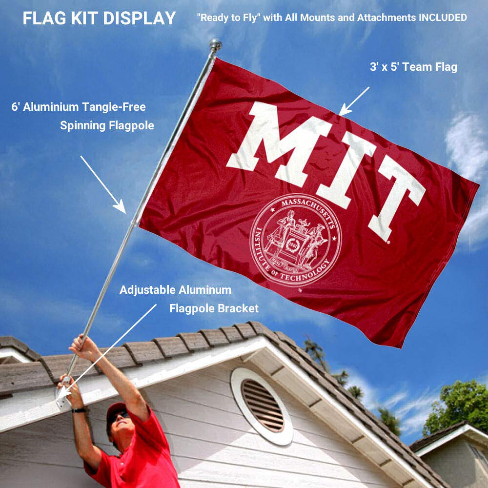 College Flags & Banners Co. MIT and Pole Bracket Mount Bundle Flag - Sports Collectibles, Sports Memorabilia, Sports Fan Shop, Sports Gifts