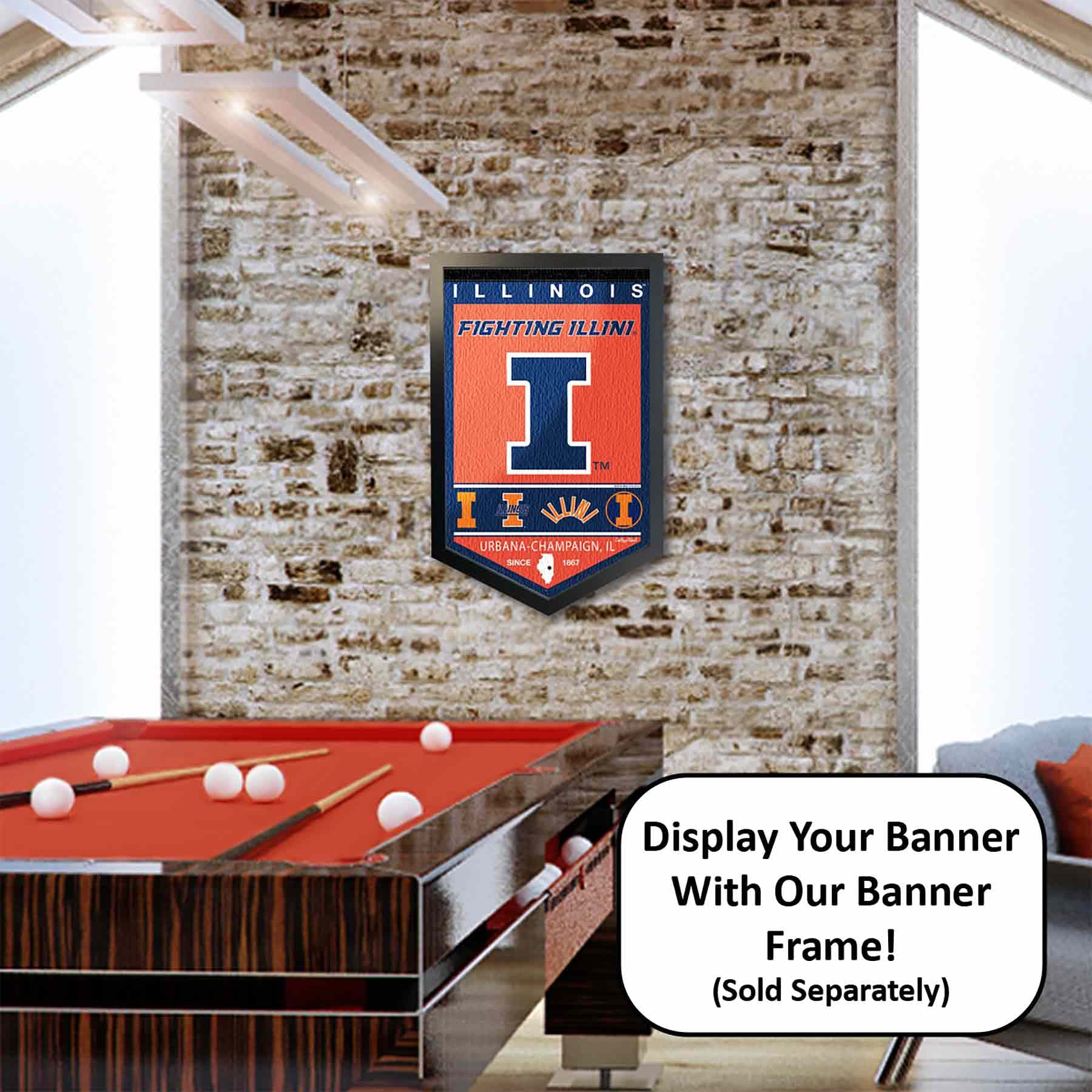 College Flags & Banners Co. Illinois Fighting Illini Heritage History Banner Pennant - Sports Collectibles, Sports Memorabilia, Sports Fan Shop, Sports Gifts
