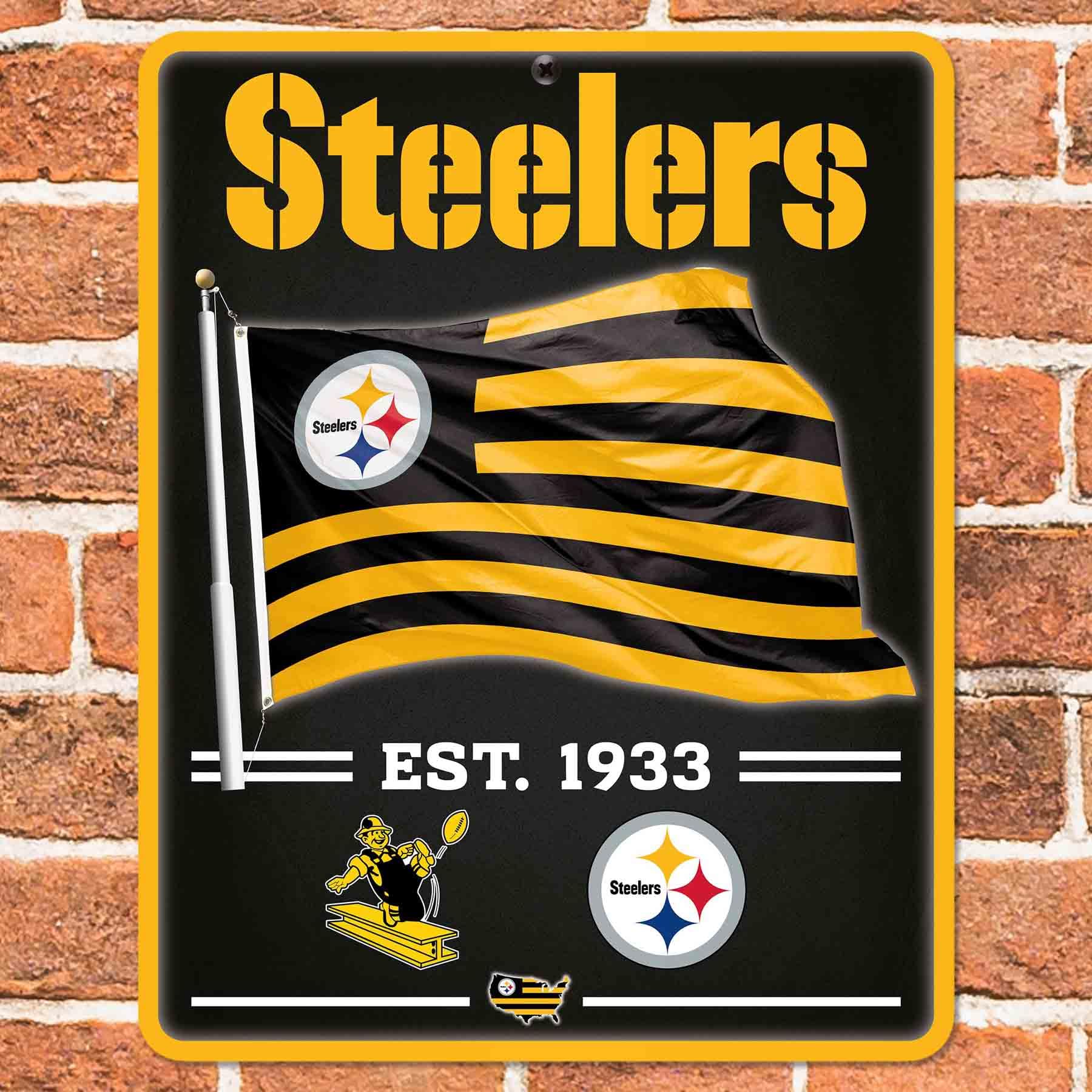 WinCraft Pittsburgh Steelers Americana Banner Flag Sign - Sports Collectibles, Sports Memorabilia, Sports Fan Shop, Sports Gifts
