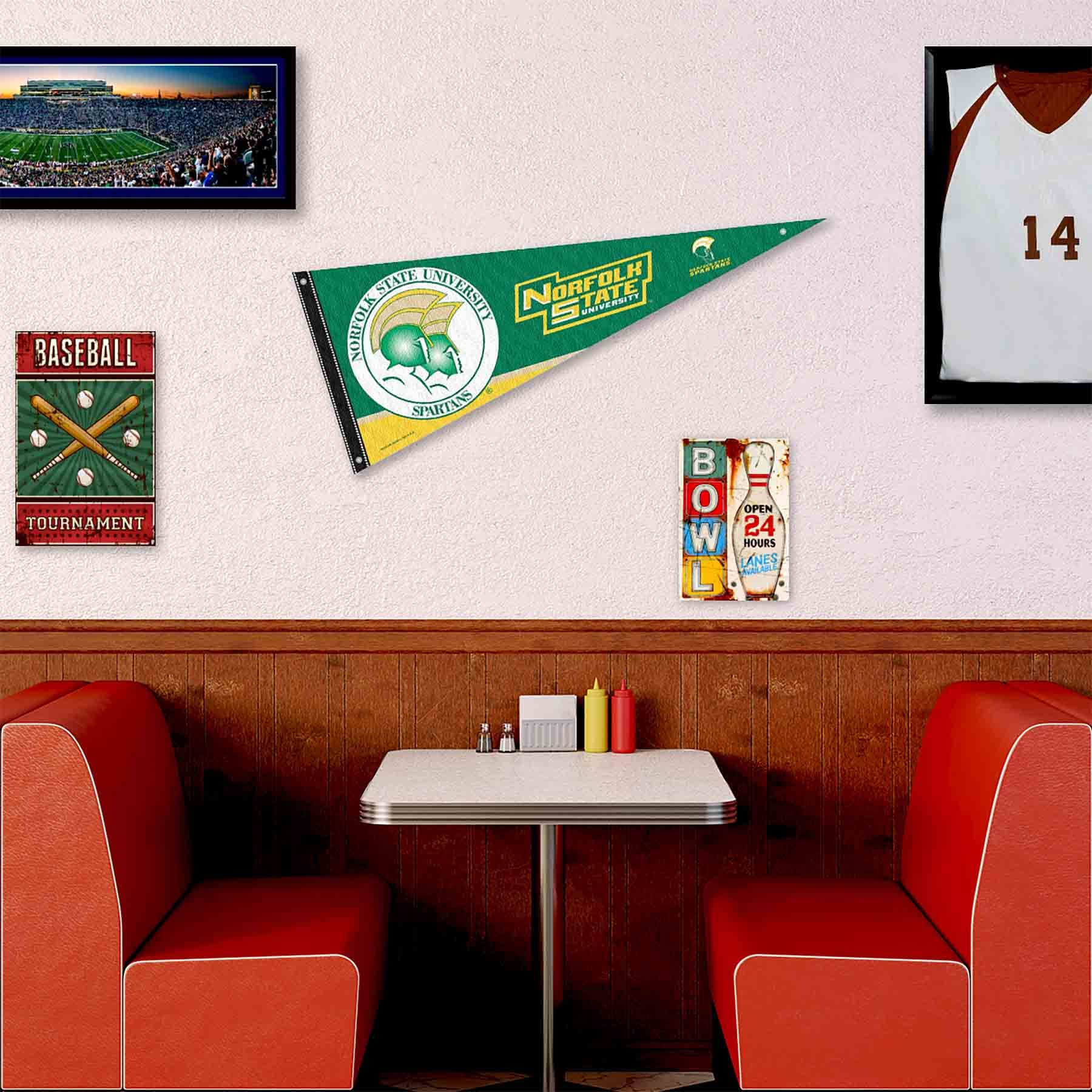 College Flags & Banners Co. Norfolk State Spartans Pennant Flag and Wall Tack Mount Pads - Sports Collectibles, Sports Memorabilia, Sports Fan Shop, Sports Gifts