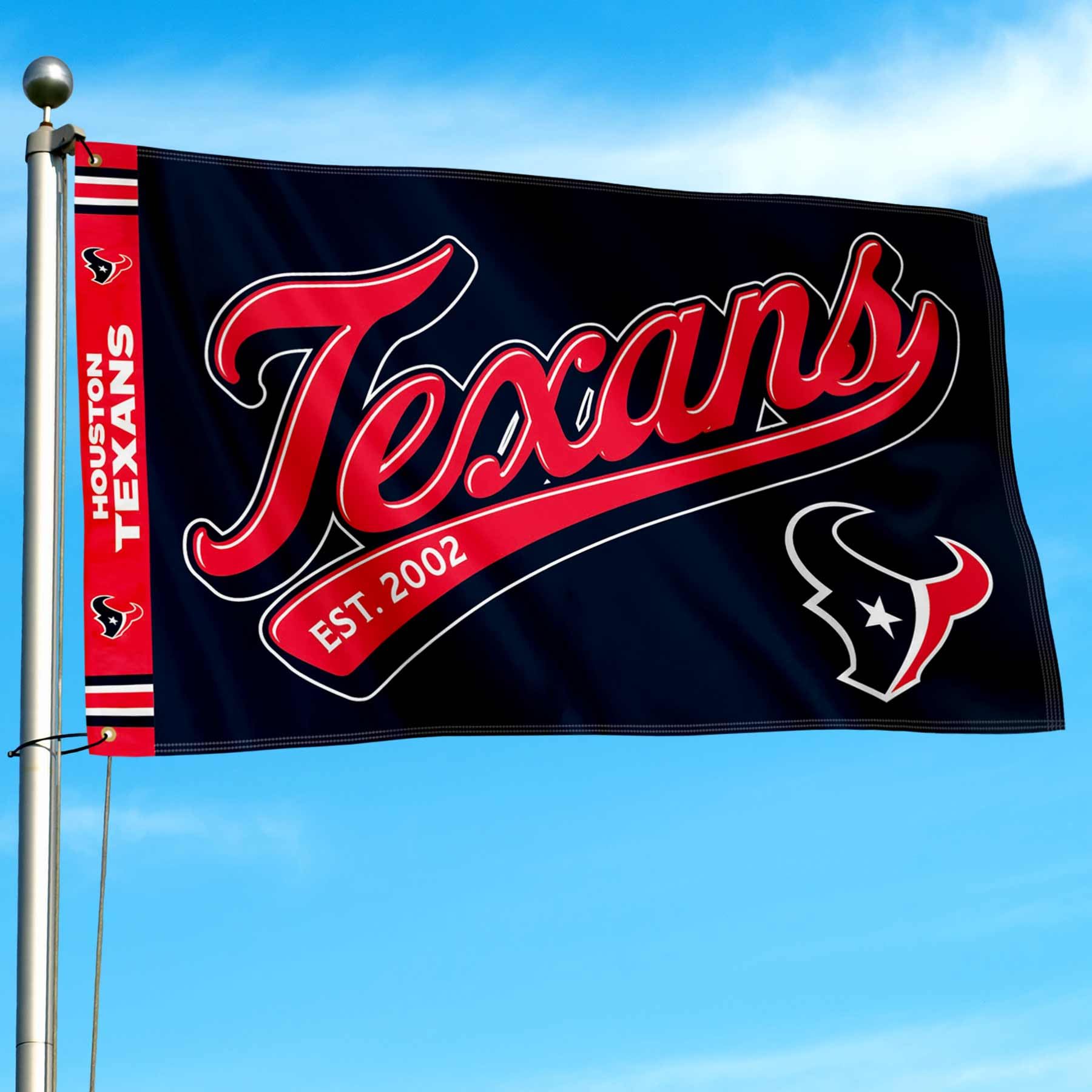 WinCraft Houston Texans Script Logo Premium Flag - Sports Collectibles, Sports Memorabilia, Sports Fan Shop, Sports Gifts
