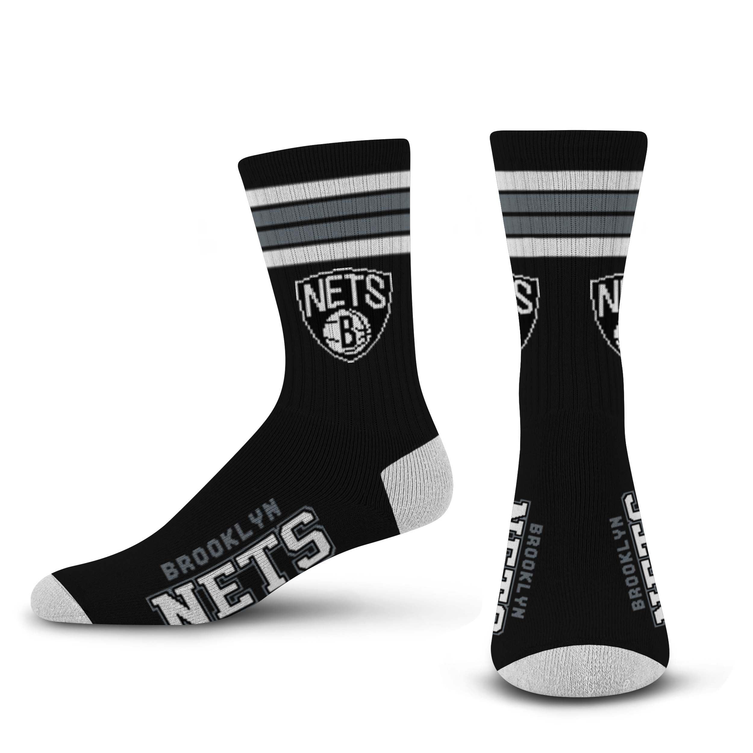 For Bare Feet NBA BROOKLYN NETS 4 Stripe Deuce Crew Sock Team Color YOUTH - Sports Gifts, Sports Memorabilia, Sports Collectibles, Fan Shop