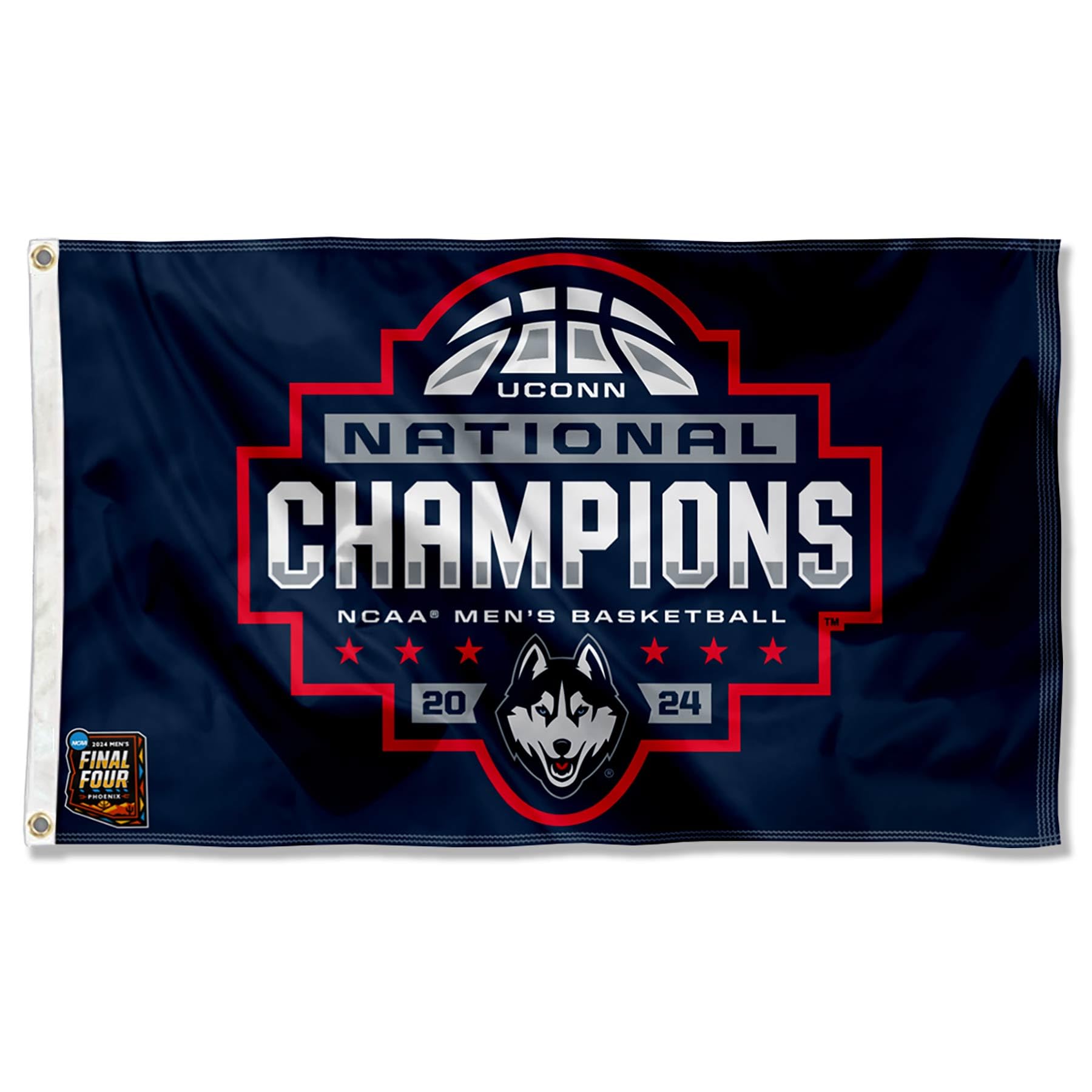 WinCraft Connecticut Huskies Basketball National Champions 2024 Flag 3x5 Banner - Sports Collectibles, Sports Memorabilia, Sports Fan Shop, Sports Gifts