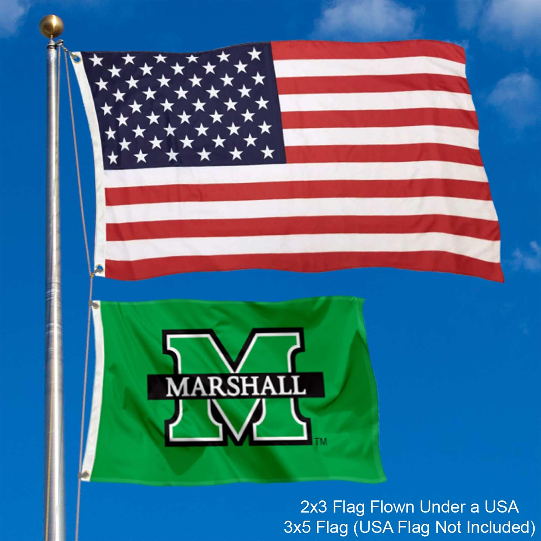 College Flags & Banners Co. Marshall Thundering Herd Wordmark Small 2x3 Foot Flag - Sports Collectibles, Sports Memorabilia, Sports Fan Shop, Sports Gifts