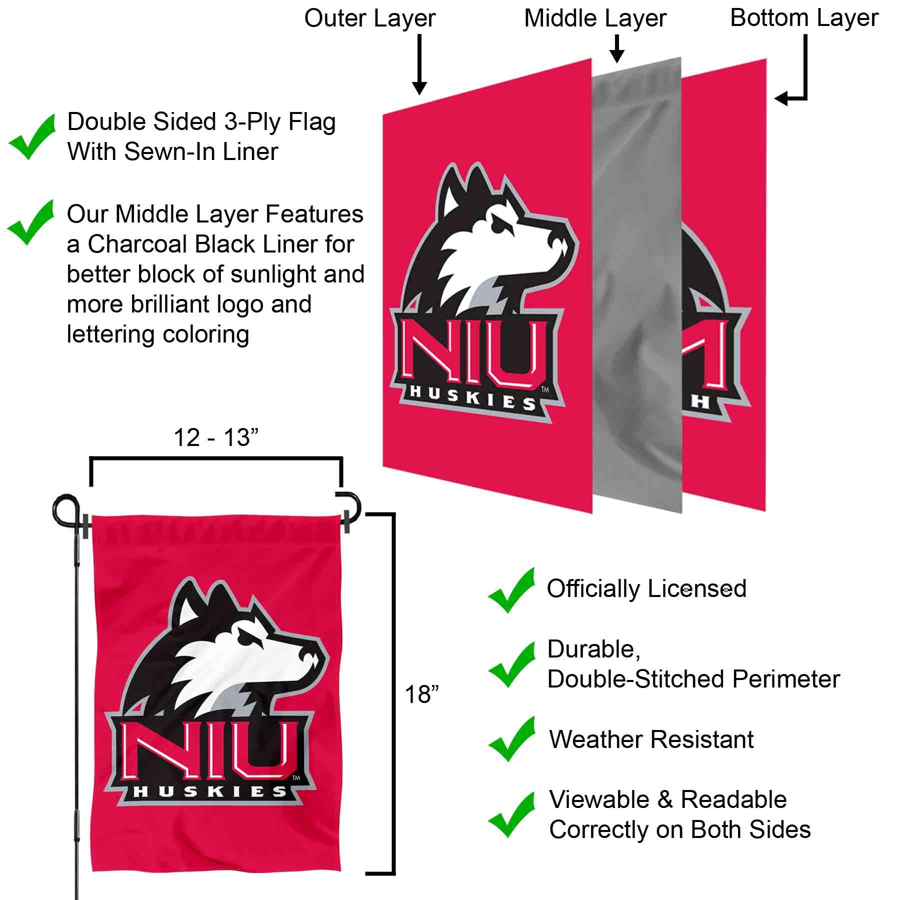 NIU Huskies Garden Flag and Yard Banner - Sports Collectibles, Sports Memorabilia, Sports Fan Shop, Sports Gifts