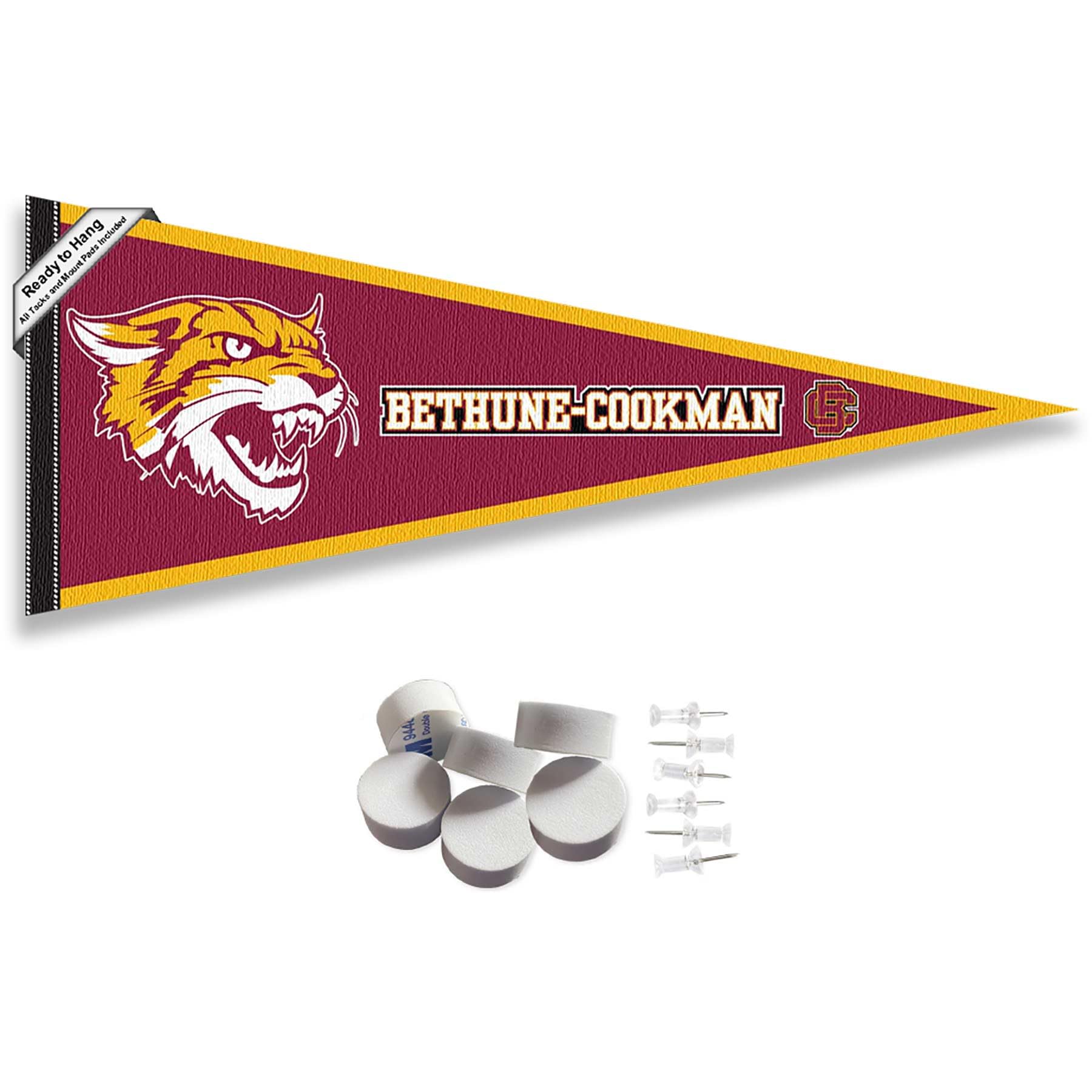 College Flags & Banners Co. Bethune Cookman Wildcats Pennant Flag and Wall Tack Mount Pads - Sports Collectibles, Sports Memorabilia, Sports Fan Shop, Sports Gifts