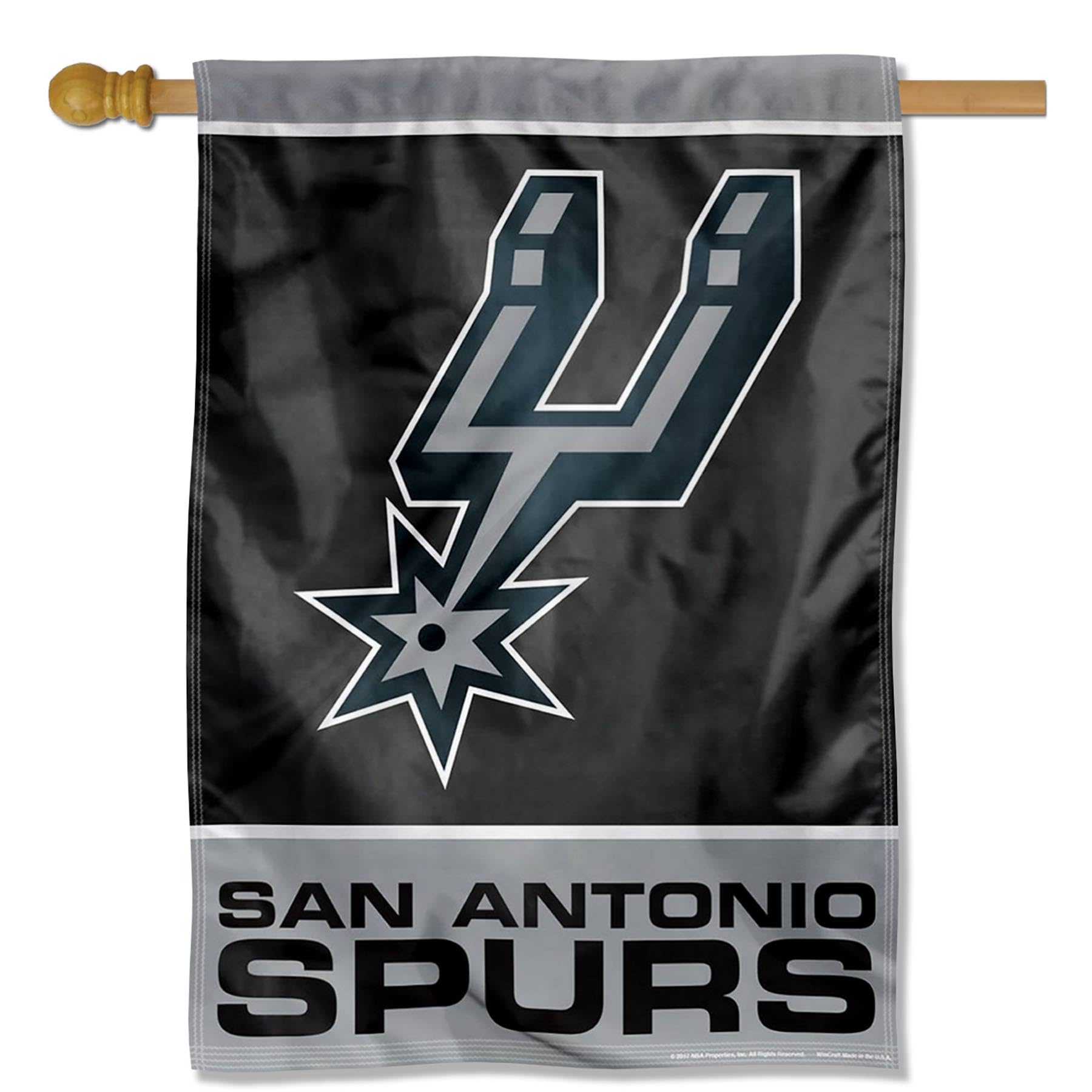 WinCraft San Antonio Spurs Black Primary Logo House Banner Flag - Sports Collectibles, Sports Memorabilia, Sports Fan Shop, Sports Gifts