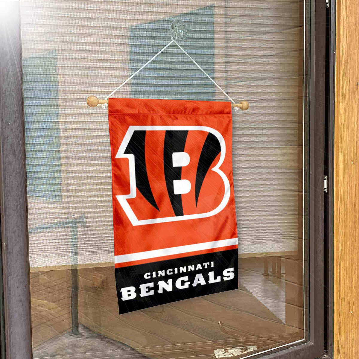 Cincinnati Bengals Banner Window Wall Hanging Flag with Suction Cup - Sports Collectibles, Sports Memorabilia, Sports Fan Shop, Sports Gifts