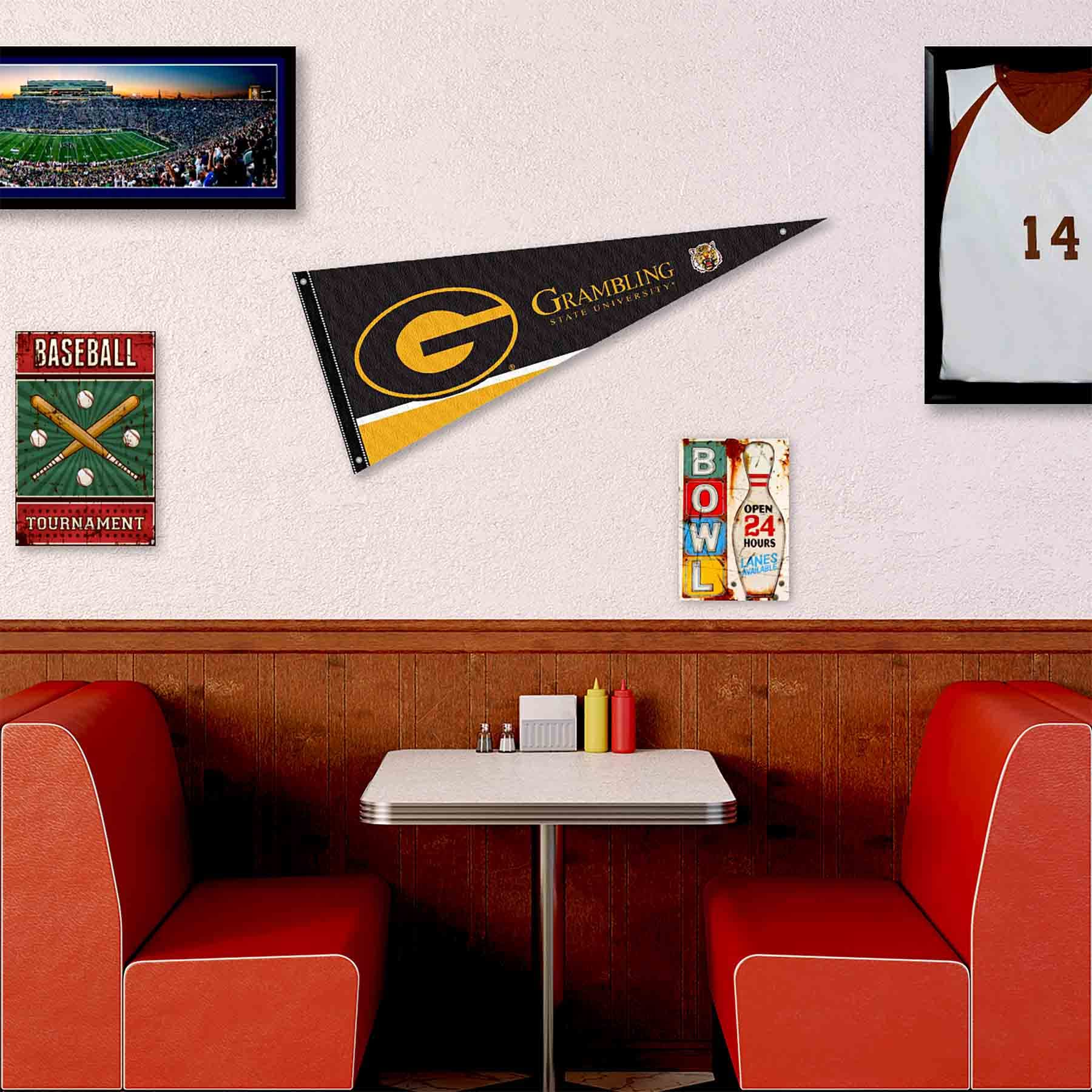 College Flags & Banners Co. Grambling State Tigers Pennant Flag and Wall Tack Mount Pads - Sports Collectibles, Sports Memorabilia, Sports Fan Shop, Sports Gifts