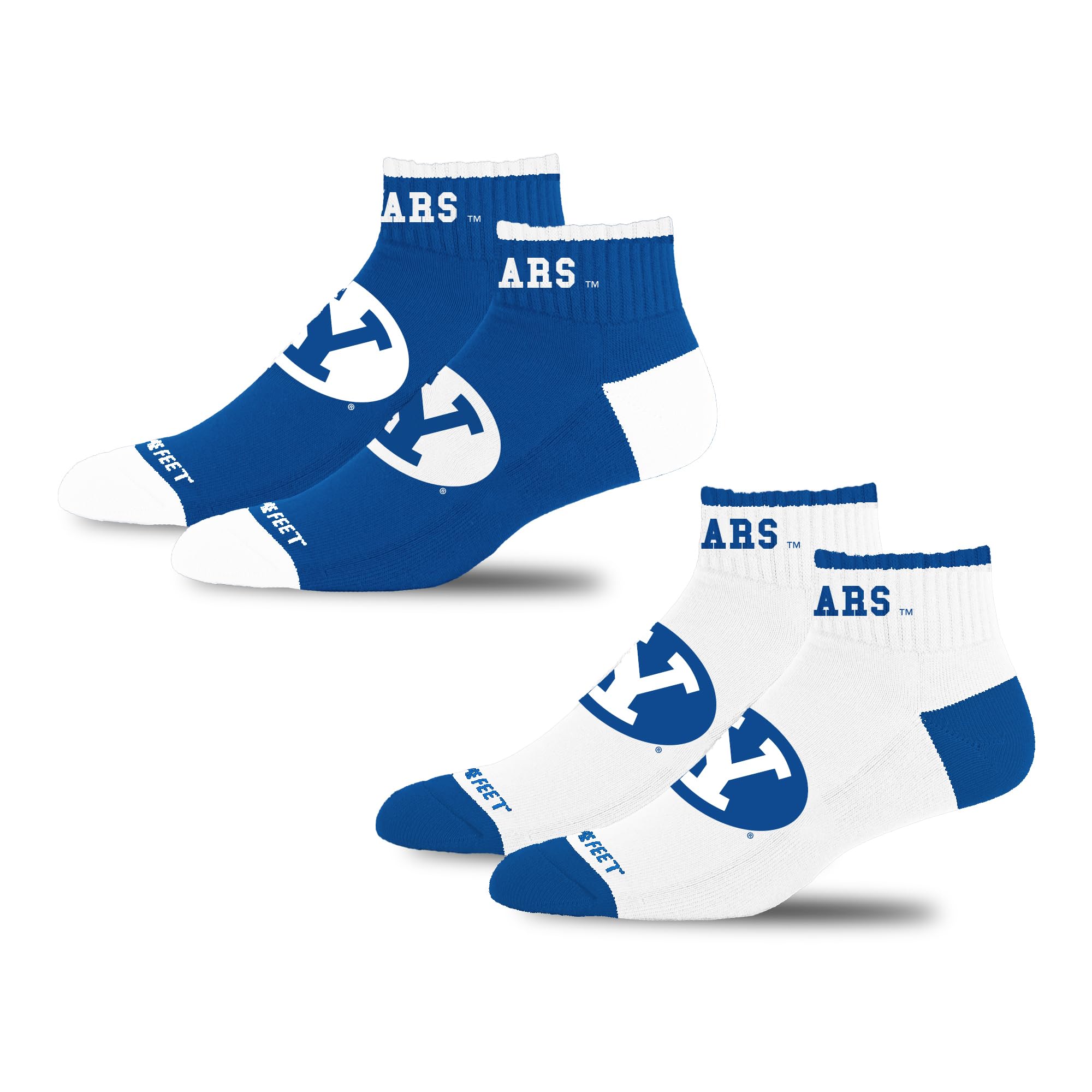 For Bare Feet NCAA BRIGHAM YOUNG COUGARS Front and Center 2 Pack Team Colors Large - Sports Gifts, Sports Memorabilia, Sports Collectibles, Fan Shop