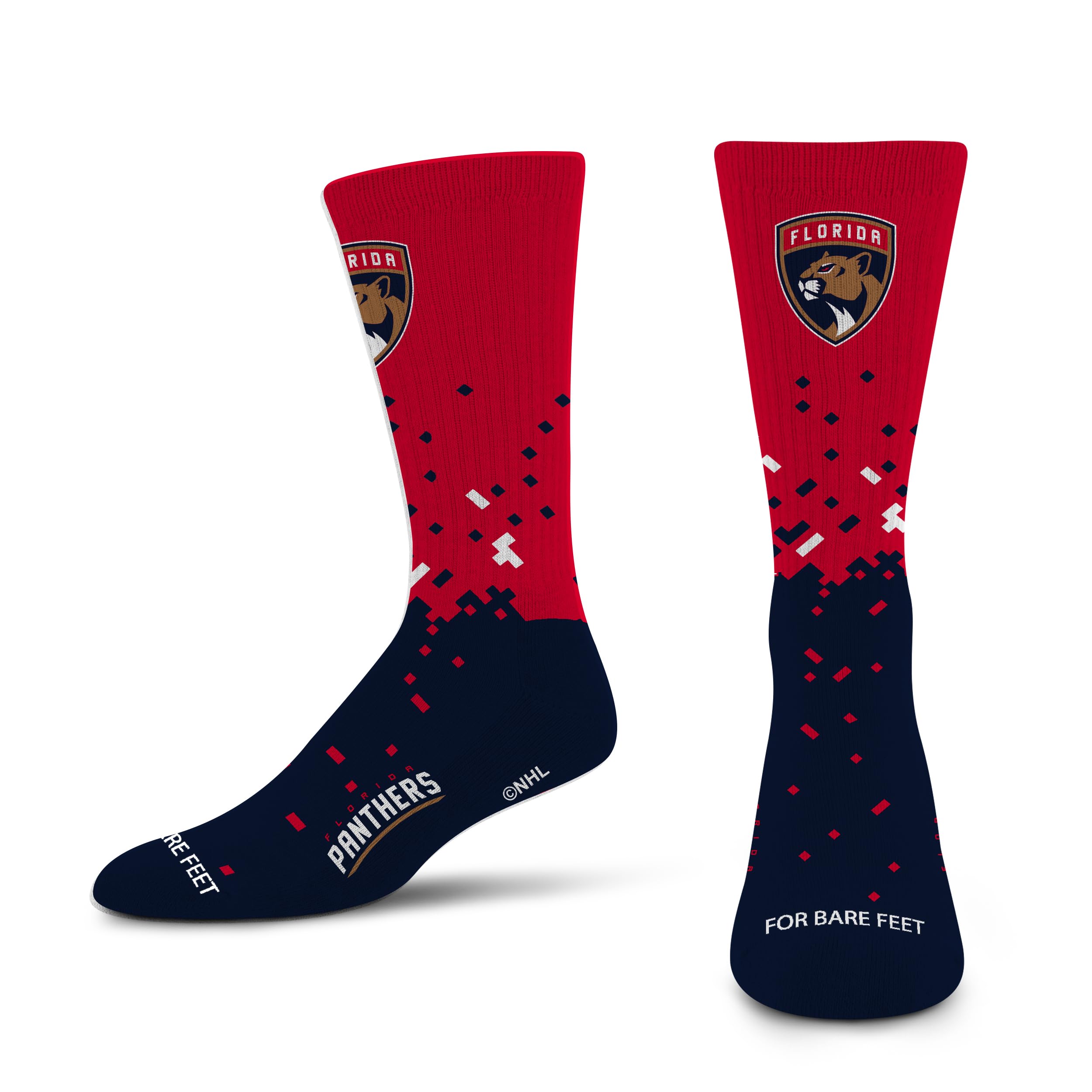For Bare Feet NHL FLORIDA PANTHERS Spray Zone Crew Sock Team Color Large - Sports Gifts, Sports Memorabilia, Sports Collectibles, Fan Shop