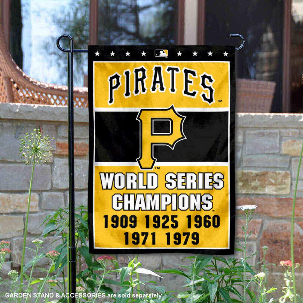 WinCraft Pittsburgh Pirates 5-Time World Series Champions Double Sided Garden Flag - Sports Collectibles, Sports Memorabilia, Sports Fan Shop, Sports Gifts