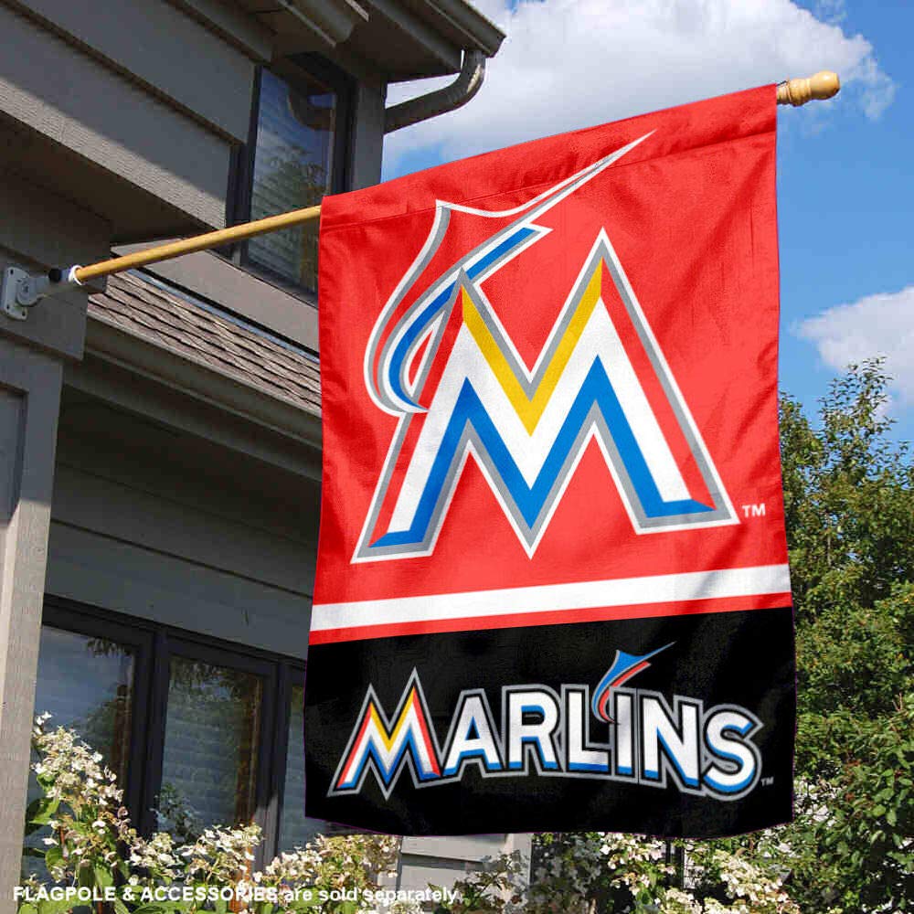 WinCraft Miami Marlins Double Sided House Flag - Sports Collectibles, Sports Memorabilia, Sports Fan Shop, Sports Gifts