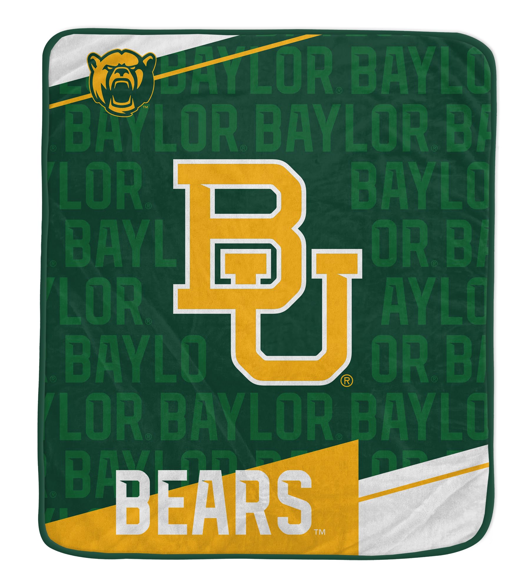Pegasus Sports NCAA Baylor Bears Diagonal Ghost Ultra Soft Blanket - Sports Gifts, Sports Memorabilia, Sports Collectibles, Fan Shop