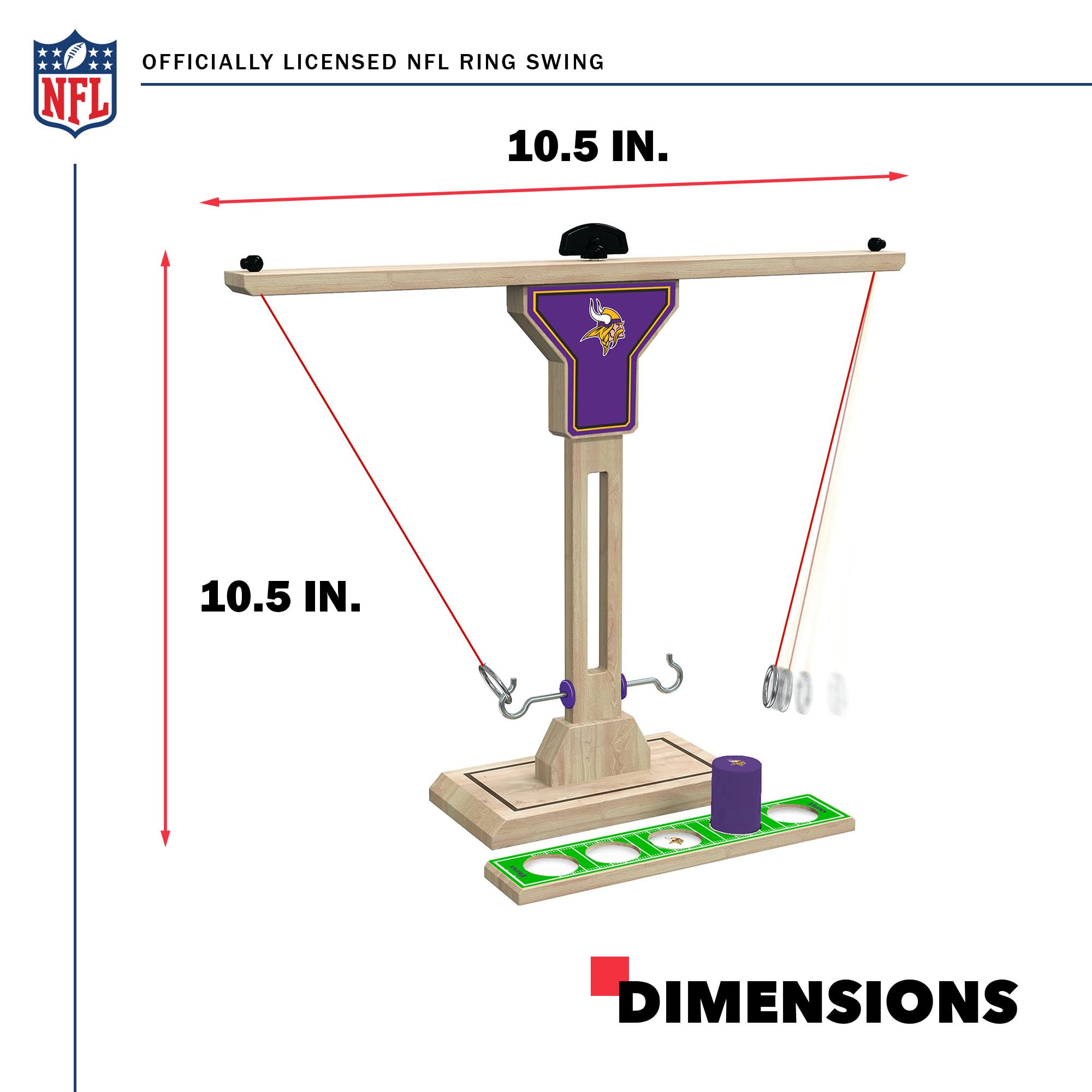 Wild Sports NFL Minnesota Vikings Wooden Ring Swing Battle - Head-to-Head Ring Toss Hook & Ring Game for NFL Fans - Sports Collectibles, Sports Memorabilia, Sports Fan Shop, Sports Gifts