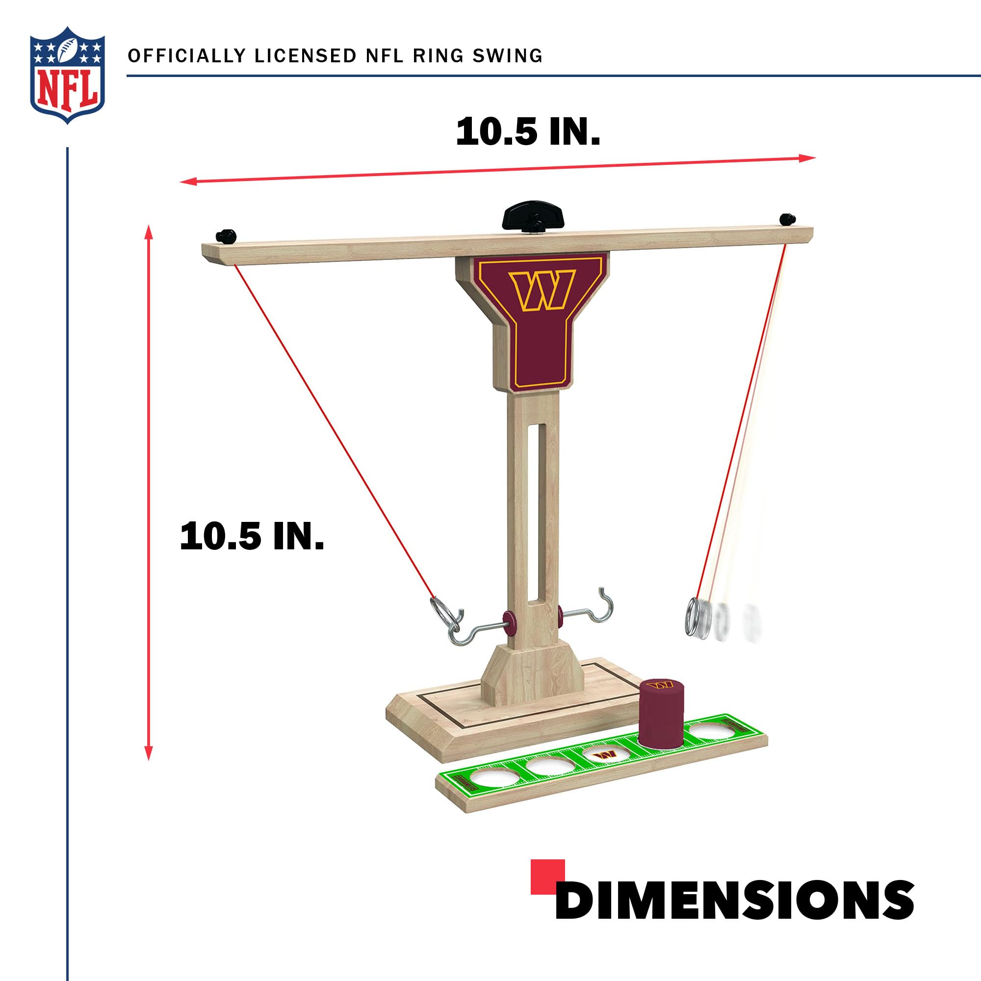 Wild Sports NFL Washington Commanders Wooden Ring Swing Battle - Head-to-Head Ring Toss Hook & Ring Game for NFL Fans - Sports Collectibles, Sports Memorabilia, Sports Fan Shop, Sports Gifts