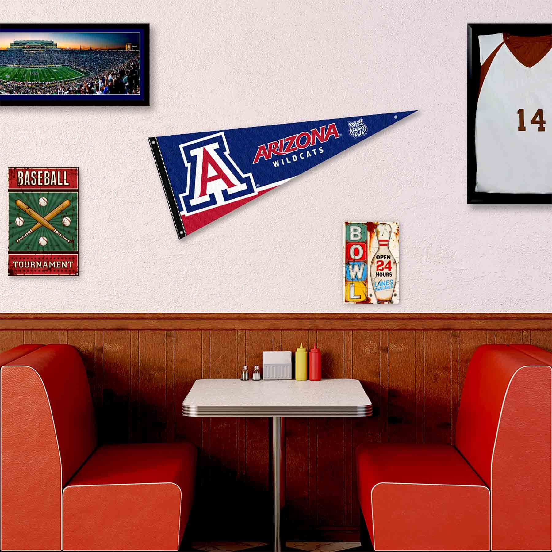 College Flags & Banners Co. Arizona Wildcats Pennant Flag and Wall Tack Mount Pads - Sports Collectibles, Sports Memorabilia, Sports Fan Shop, Sports Gifts