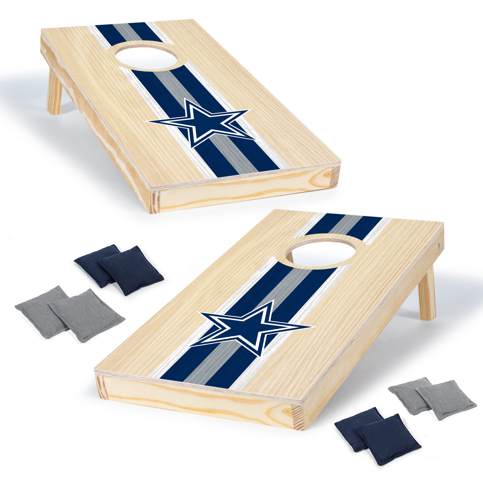 Wild Sports NFL Football Dallas Cowboys 1' x 2' Travel Size Solid Wood Cornhole Set with Direct Print HD Team Graphics – Great Gift for Any Sports Fan! Bean Bag Toss Family Games for Outdoor Play - Sports Collectibles, Sports Memorabilia, Sports Fan Shop, Sports Gifts