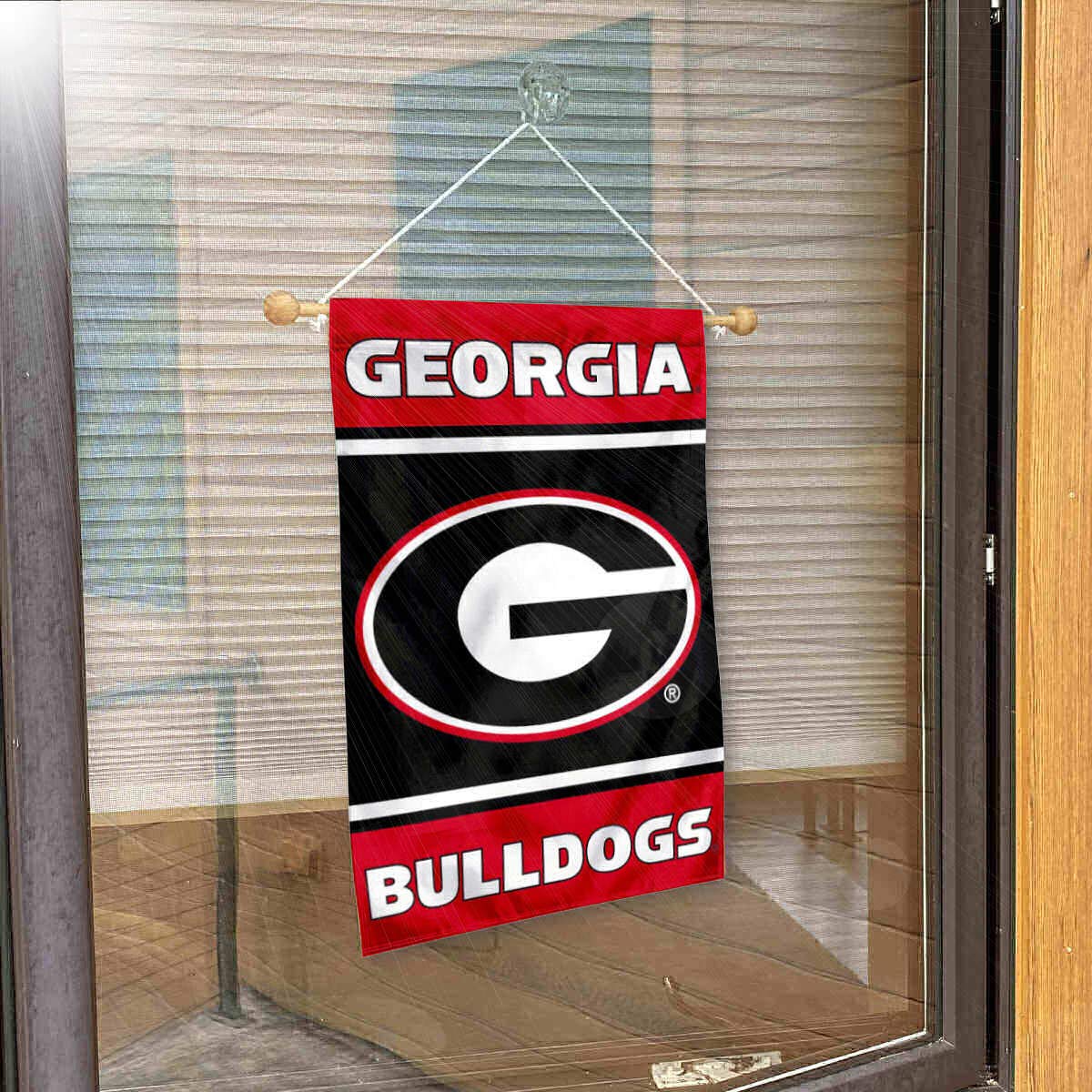 College Flags & Banners Co. Georgia Bulldogs Window Wall Banner Hanging Flag with Suction Cup - Sports Collectibles, Sports Memorabilia, Sports Fan Shop, Sports Gifts