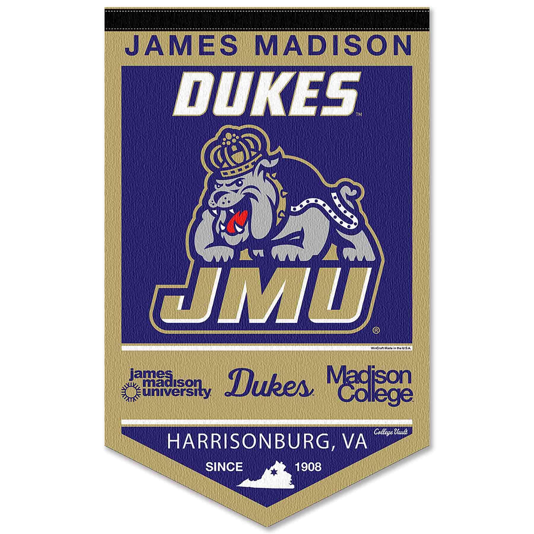 College Flags & Banners Co. James Madison Dukes Heritage History Banner Pennant - Sports Collectibles, Sports Memorabilia, Sports Fan Shop, Sports Gifts
