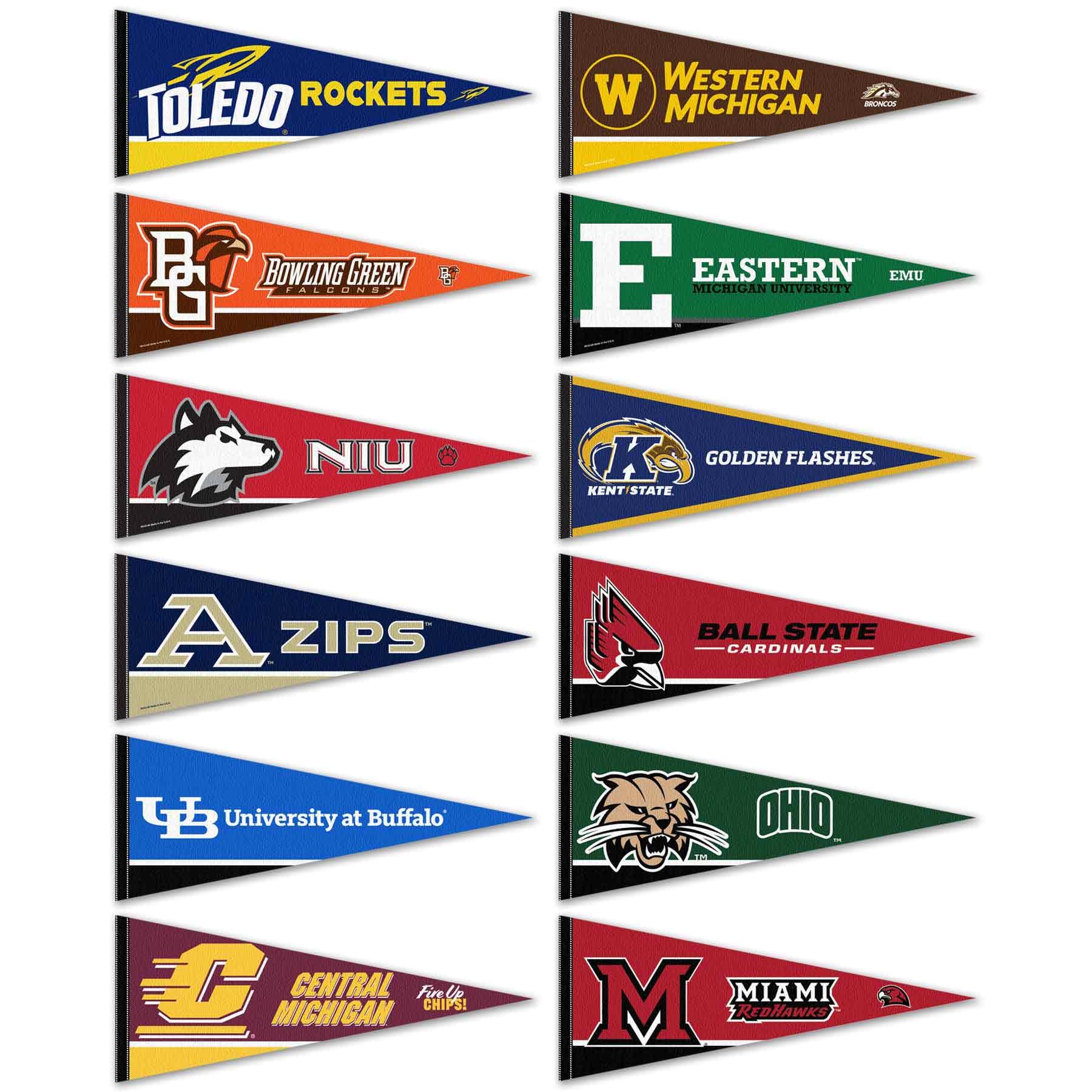Mid-American Conference MAC College Pennant Set - Sports Collectibles, Sports Memorabilia, Sports Fan Shop, Sports Gifts