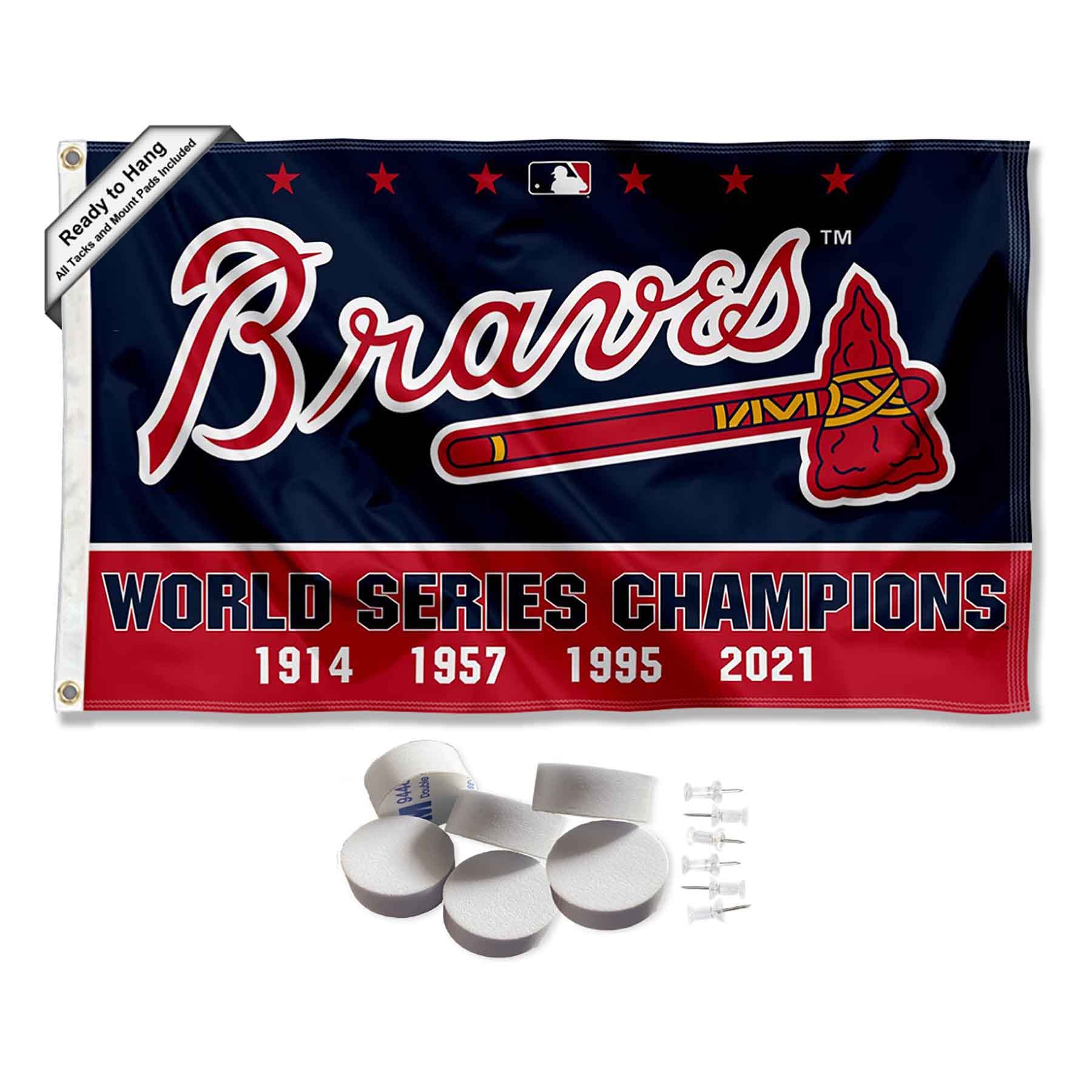 Atlanta Braves 4 Time Champions Banner and Tapestry Wall Tack Pads - Sports Collectibles, Sports Memorabilia, Sports Fan Shop, Sports Gifts