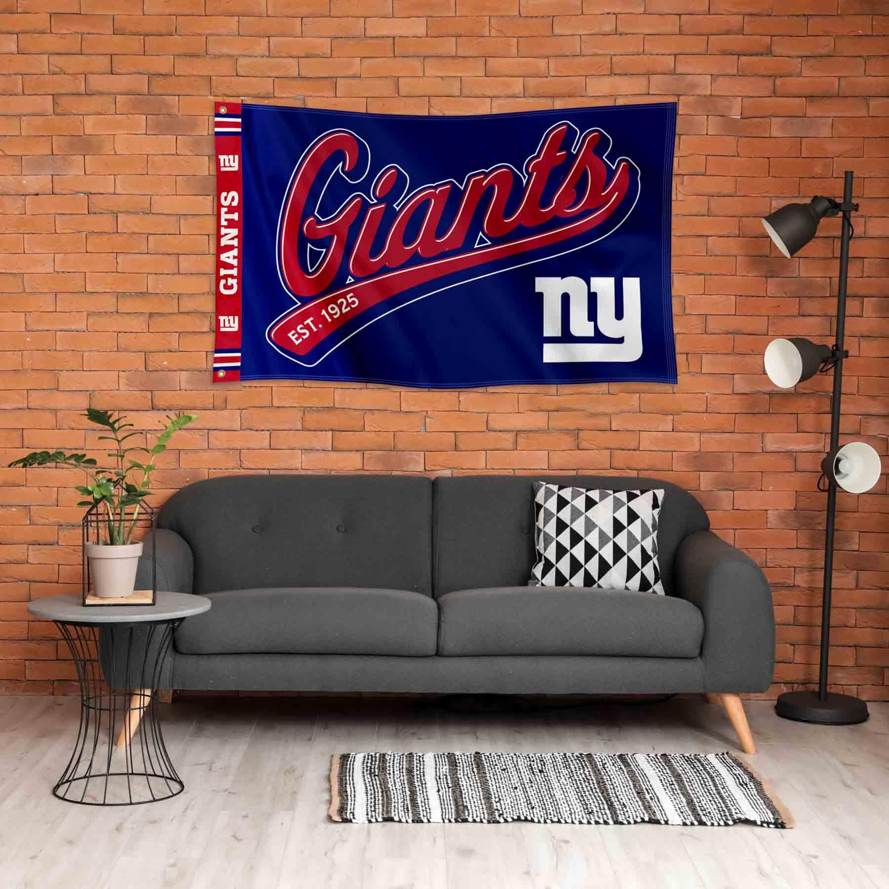 WinCraft New York Giants Script Logo Premium Flag - Sports Collectibles, Sports Memorabilia, Sports Fan Shop, Sports Gifts