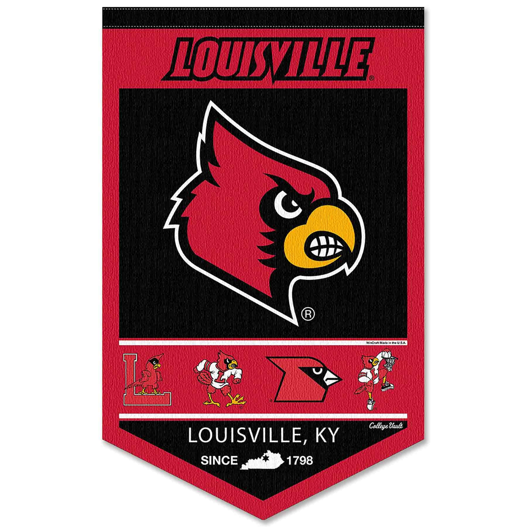 College Flags & Banners Co. Louisville Cardinals Heritage History Banner Pennant - Sports Collectibles, Sports Memorabilia, Sports Fan Shop, Sports Gifts