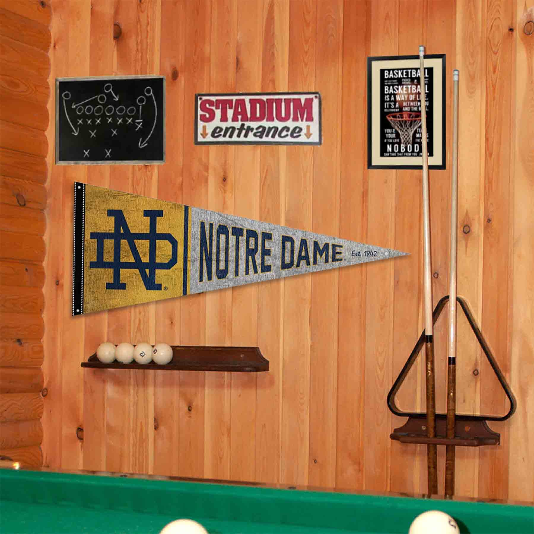 College Flags & Banners Co. Irish Retro Throwback Vintage Pennant Flag and Wall Tack Mount Pads - Sports Collectibles, Sports Memorabilia, Sports Fan Shop, Sports Gifts