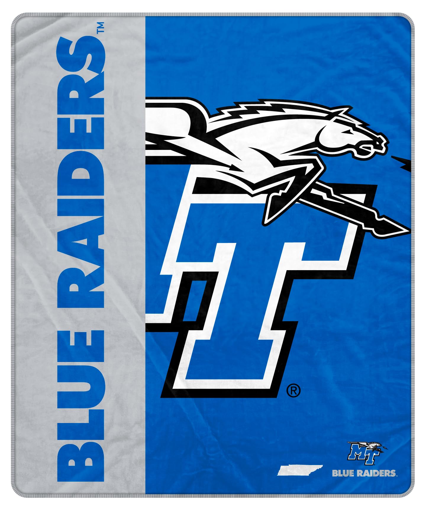 Proformance Home NCAA Middle Tennessee State Blue Raiders Endzone Ultra Soft Tailgate Throw - Sports Gifts, Sports Memorabilia, Sports Collectibles, Fan Shop