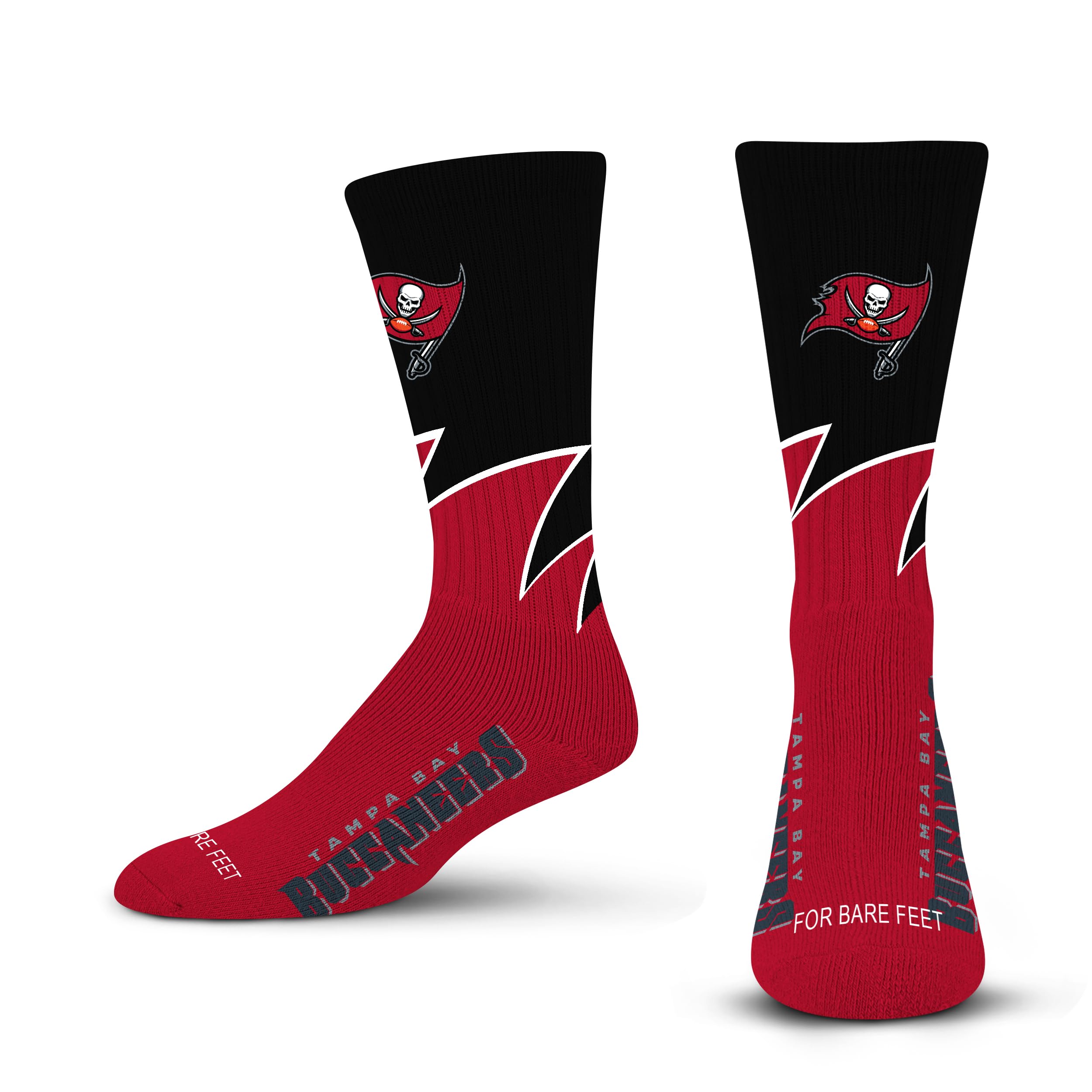 For Bare Feet NFL TAMPA BAY BUCCANEERS Black Wave Crew Sock Team Color YOUTH - Sports Gifts, Sports Memorabilia, Sports Collectibles, Fan Shop