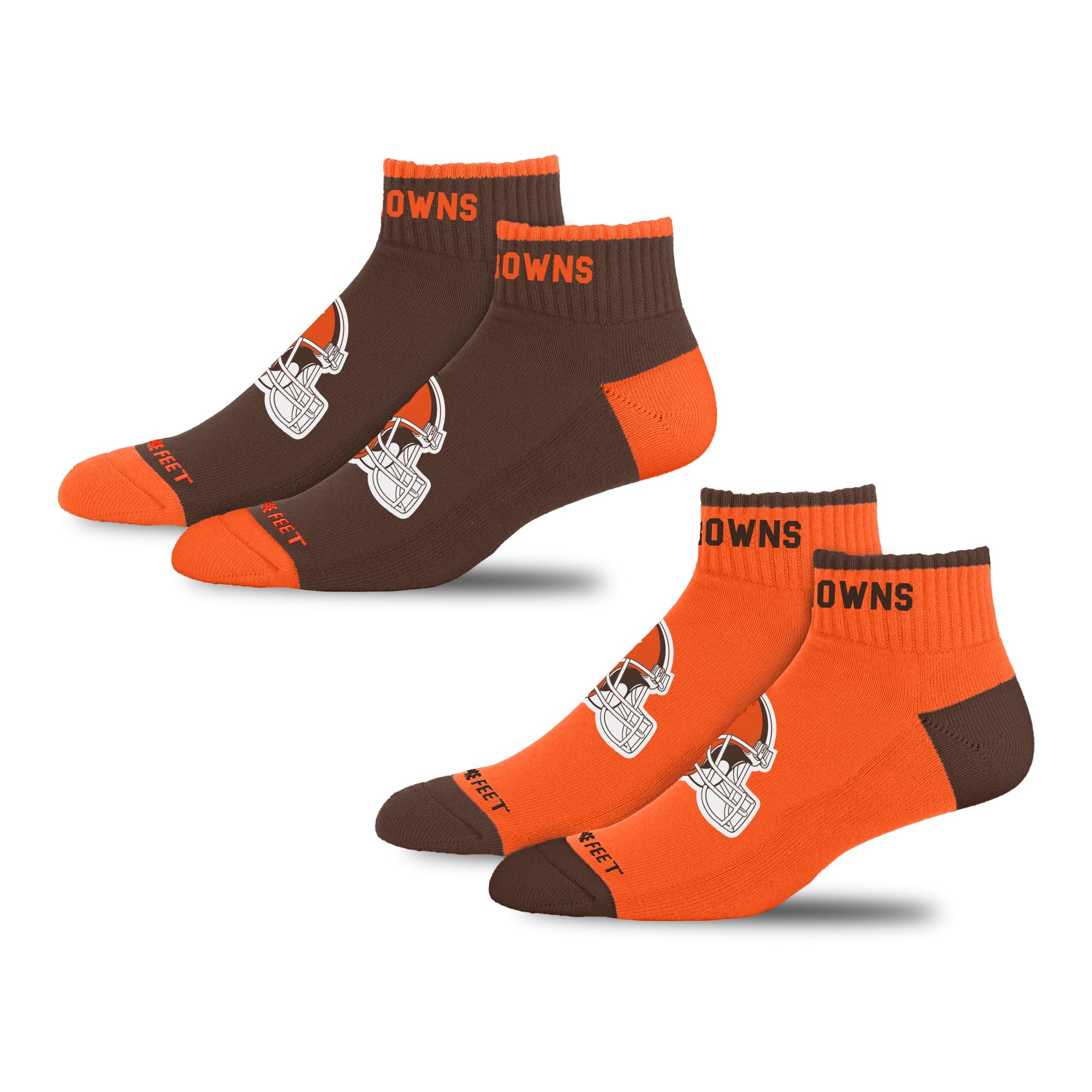 For Bare Feet NFL CLEVELAND BROWNS Front and Center 2 Pack Team Colors Large - Sports Gifts, Sports Memorabilia, Sports Collectibles, Fan Shop