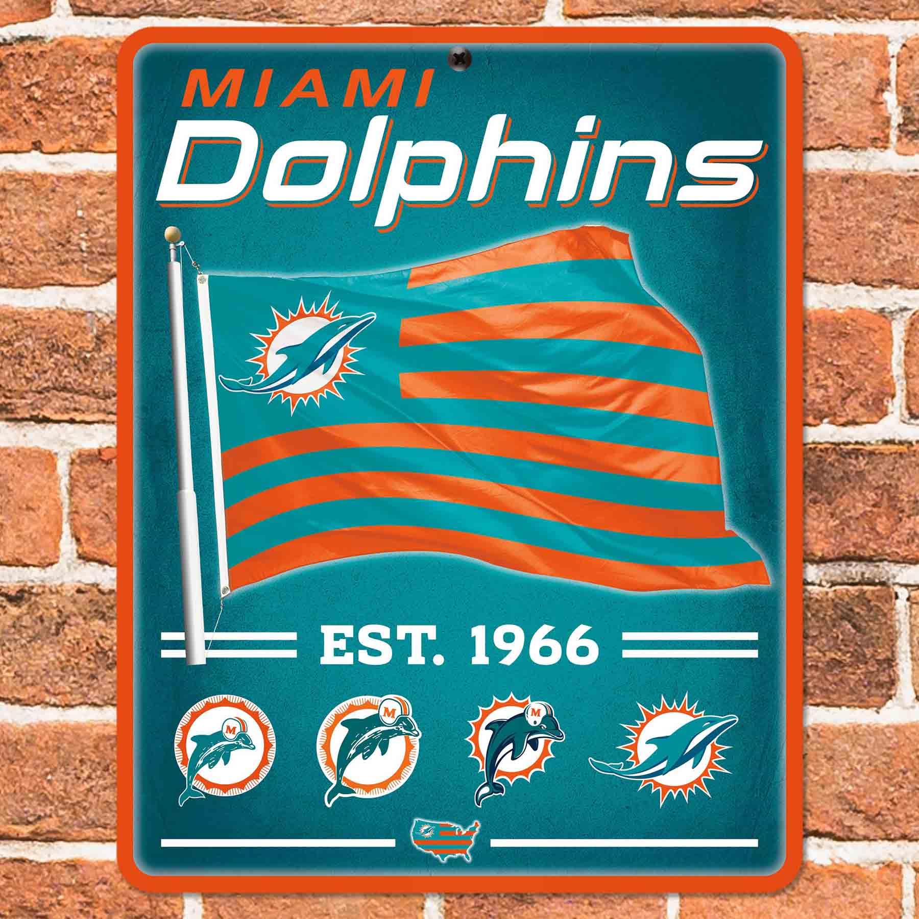 WinCraft Miami Dolphins Americana Banner Flag Sign - Sports Collectibles, Sports Memorabilia, Sports Fan Shop, Sports Gifts