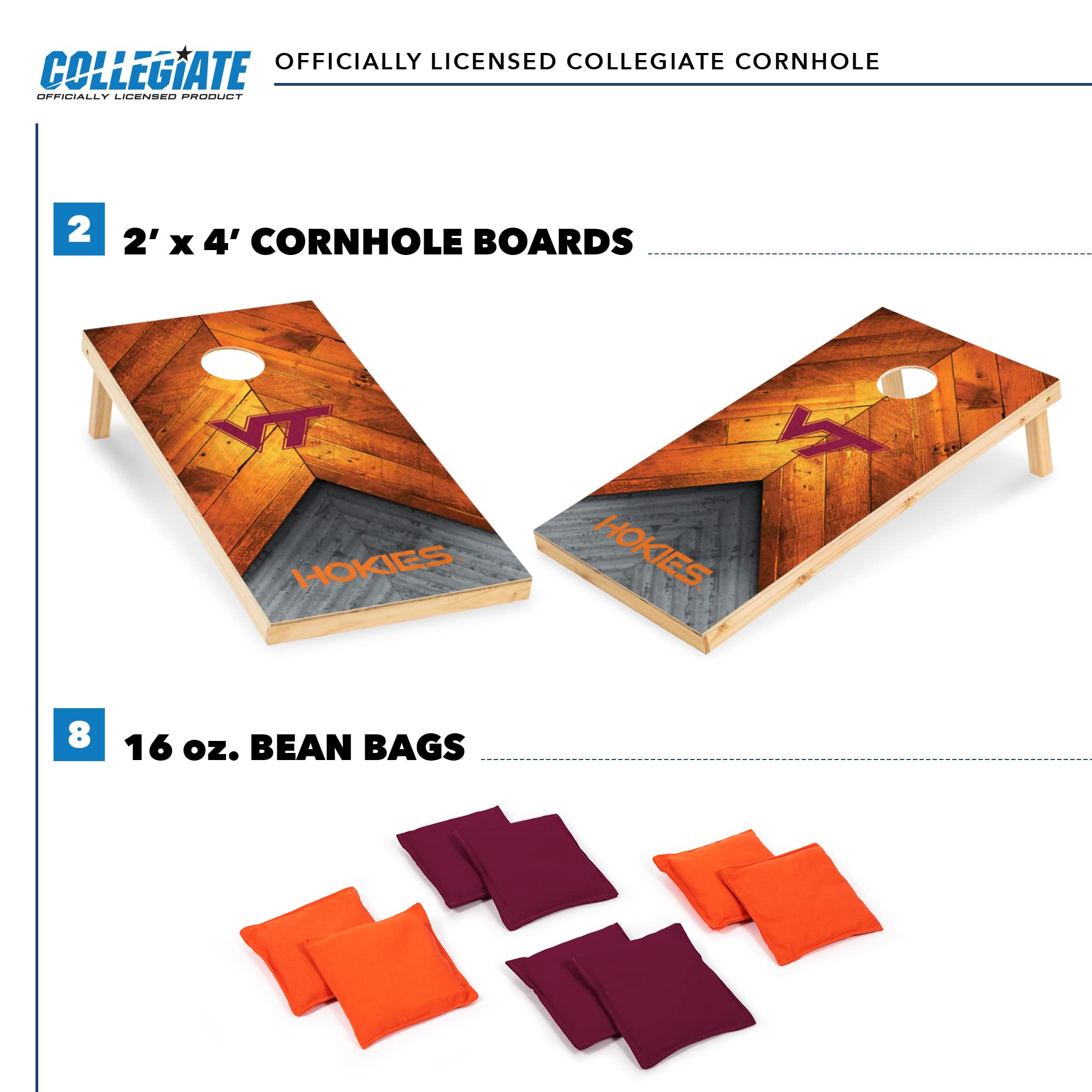 Wild Sports Tech Hokies 2' x 4' Regulation Size College Set with Direct Print HD Team Graphics Great Gift for Any NCAA Fan! Bean Bag Toss Family Outdoor Game - Sports Collectibles, Sports Memorabilia, Sports Fan Shop, Sports Gifts