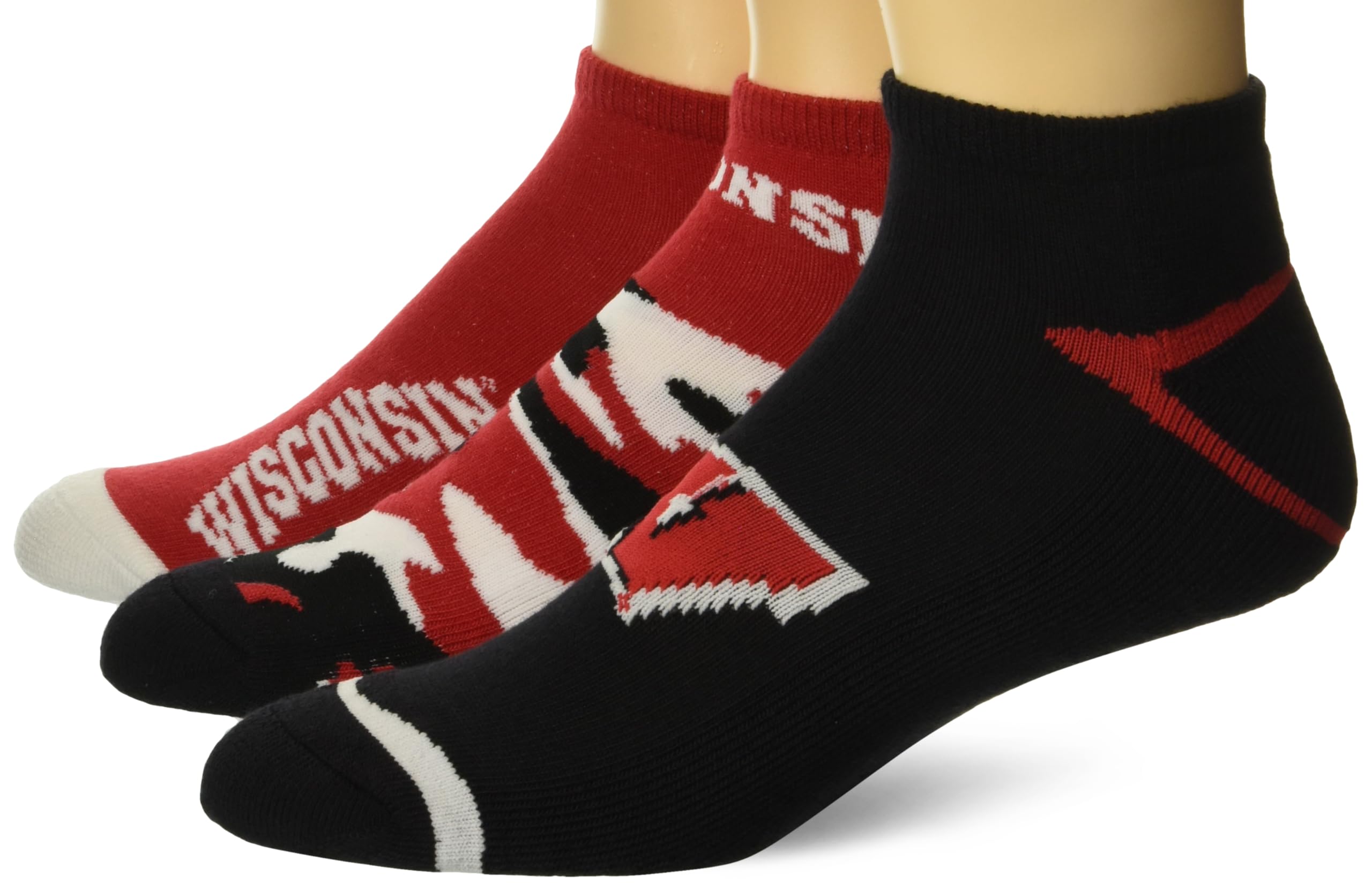 For Bare Feet NCAA Wisconsin Badgers CAMO BOOM 3 Pack Ankle Sock Team Colors Large - Sports Gifts, Sports Memorabilia, Sports Collectibles, Fan Shop