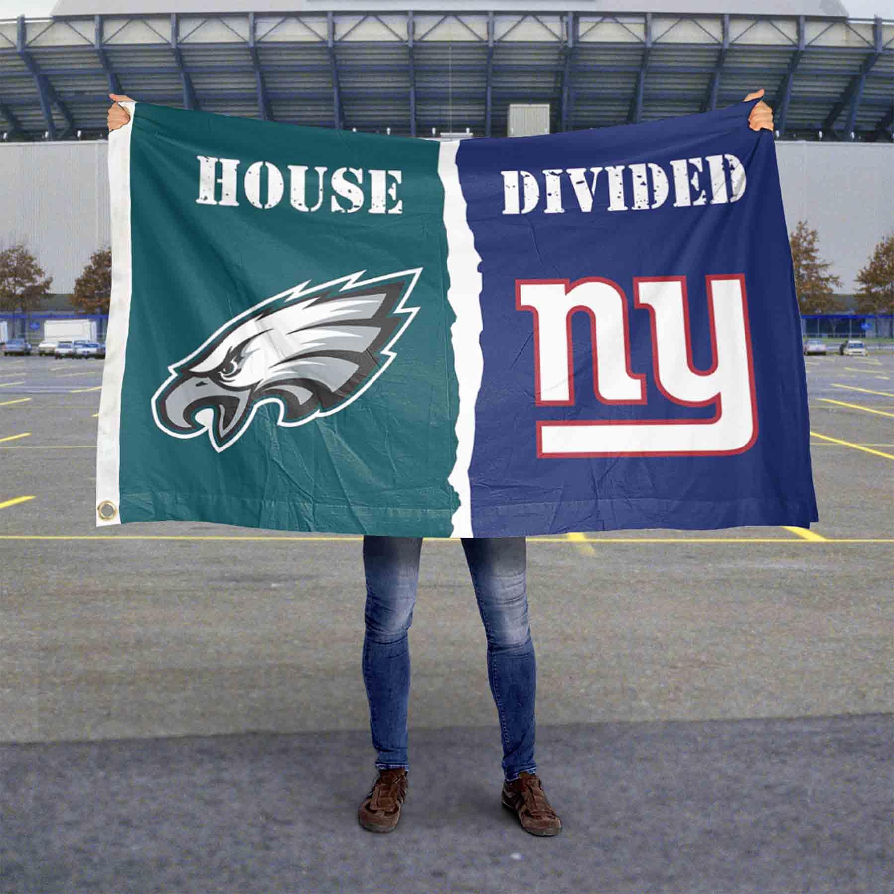 WinCraft Eagles and Giants House Divided Flag Rivalry Banner - Sports Collectibles, Sports Memorabilia, Sports Fan Shop, Sports Gifts