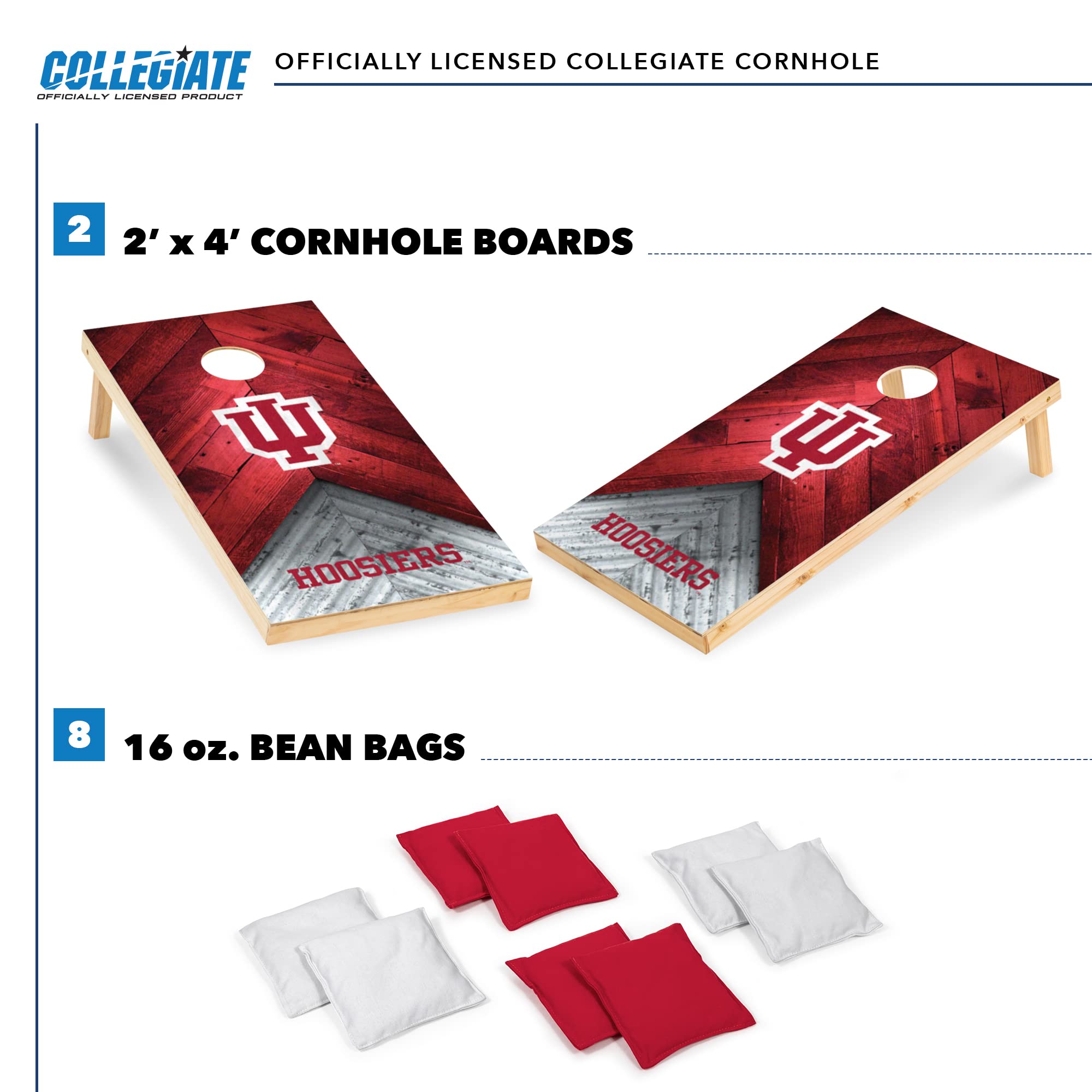 Wild Sports Indiana Hoosiers 2' x 4' Regulation Size College Set with Direct Print HD Team Graphics Great Gift for Any NCAA Fan! Bean Bag Toss Family Outdoor Game - Sports Collectibles, Sports Memorabilia, Sports Fan Shop, Sports Gifts