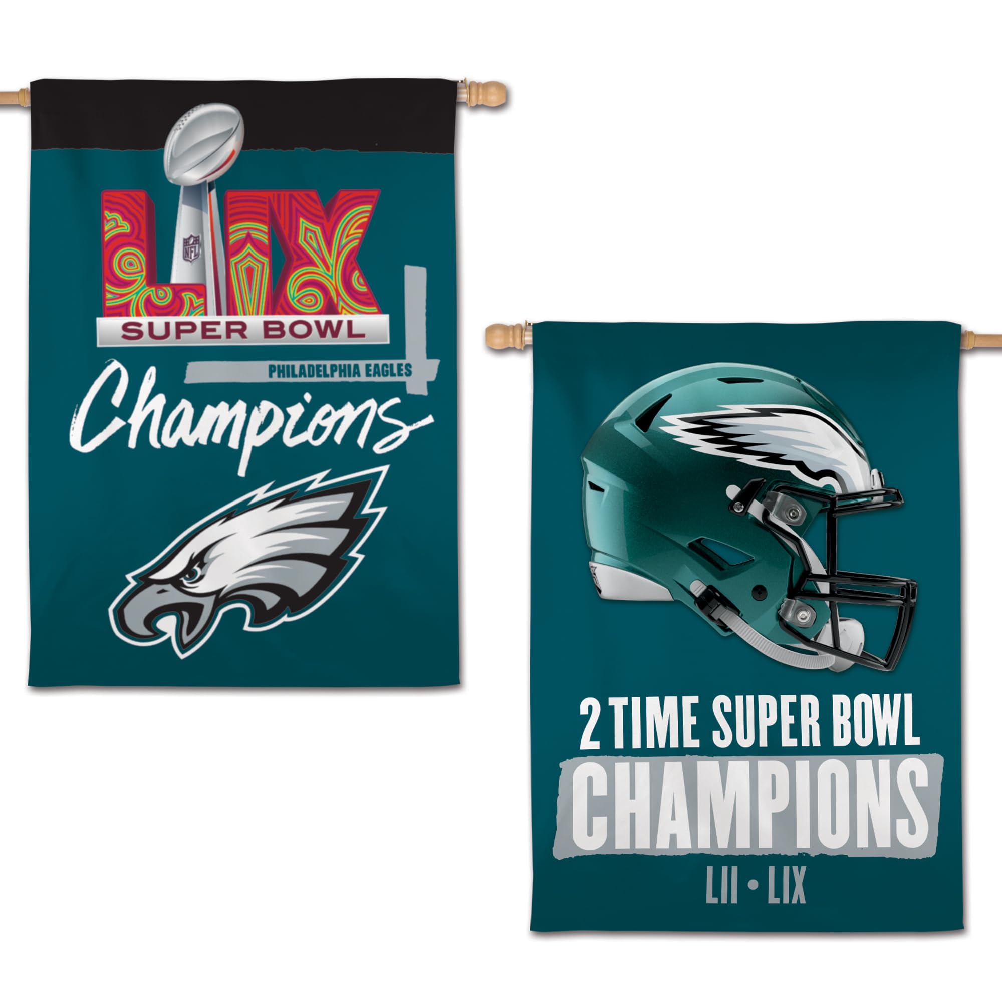 WinCraft Philadelphia Eagles Super Bowl LIX Champions 28" x 40" Double-Sided Vertical Banner - Sports Collectibles, Sports Memorabilia, Sports Fan Shop, Sports Gifts