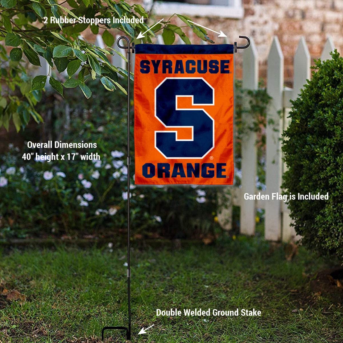 Syracuse Garden Flag and USA Flag Stand Pole Holder Set - Sports Collectibles, Sports Memorabilia, Sports Fan Shop, Sports Gifts