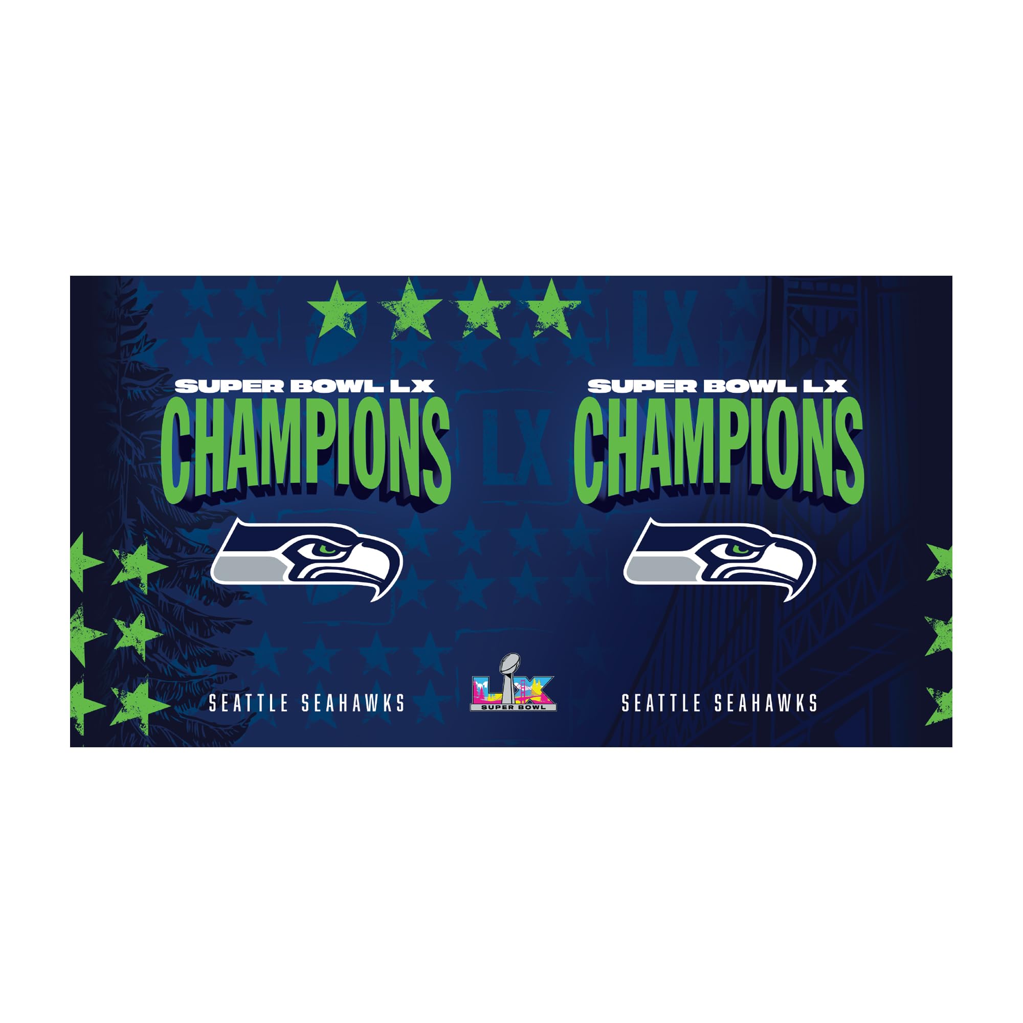 Rico Industries NFL Football Seattle Seahawks 2026 Super Bowl LX Champions 20oz Stainless Steel Tumbler with Lid - Great For Coffee, Tea, Water or Cocktails - Sports Gifts, Sports Memorabilia, Sports Collectibles, Fan Shop